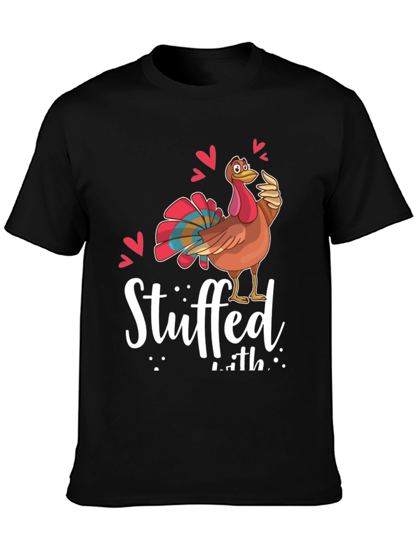 Black Funny Thanksgiving Turkey Stuffed With Love Graphic Tee view 3