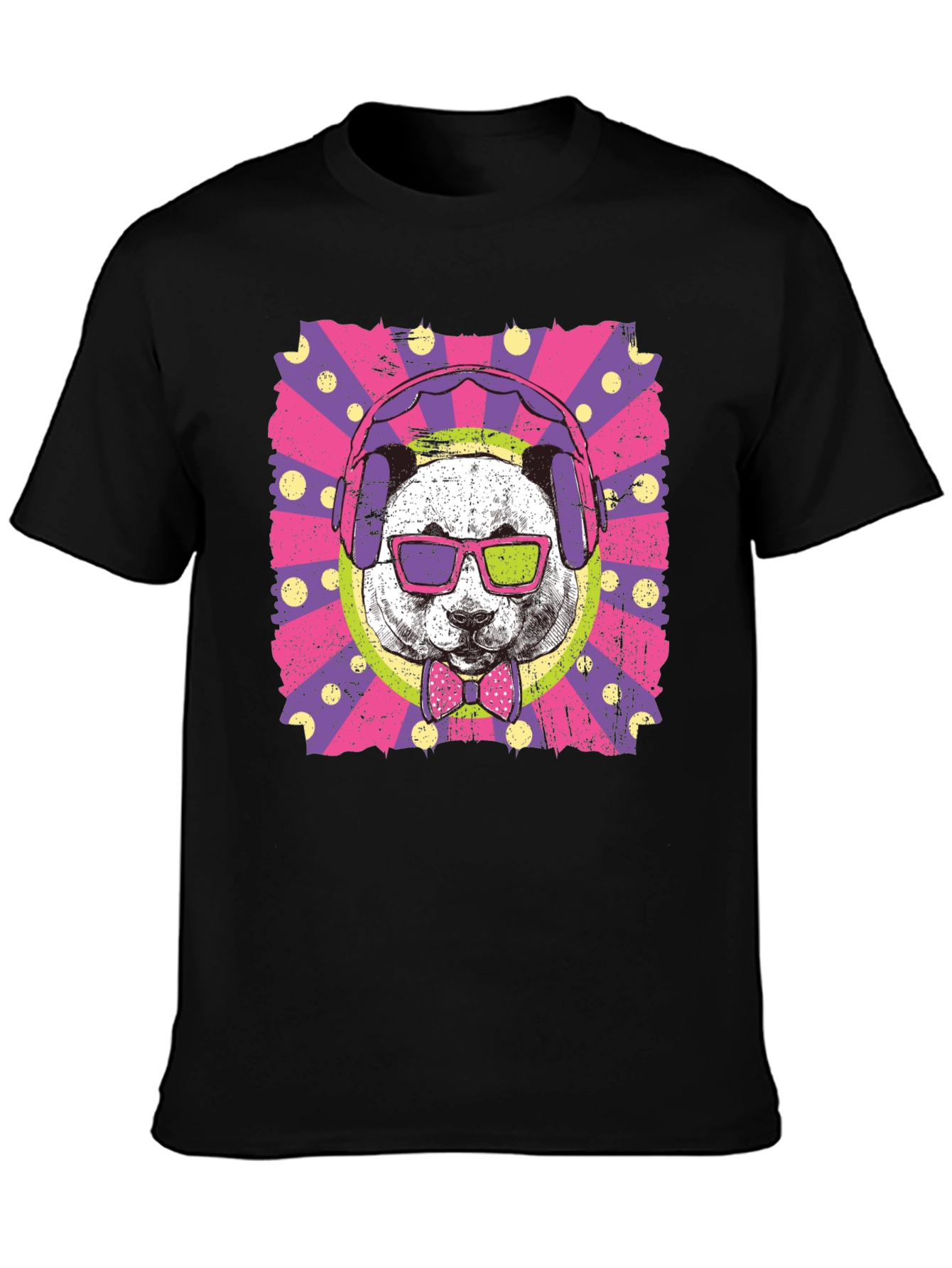 Black Cool Panda Graphic Tee view 3