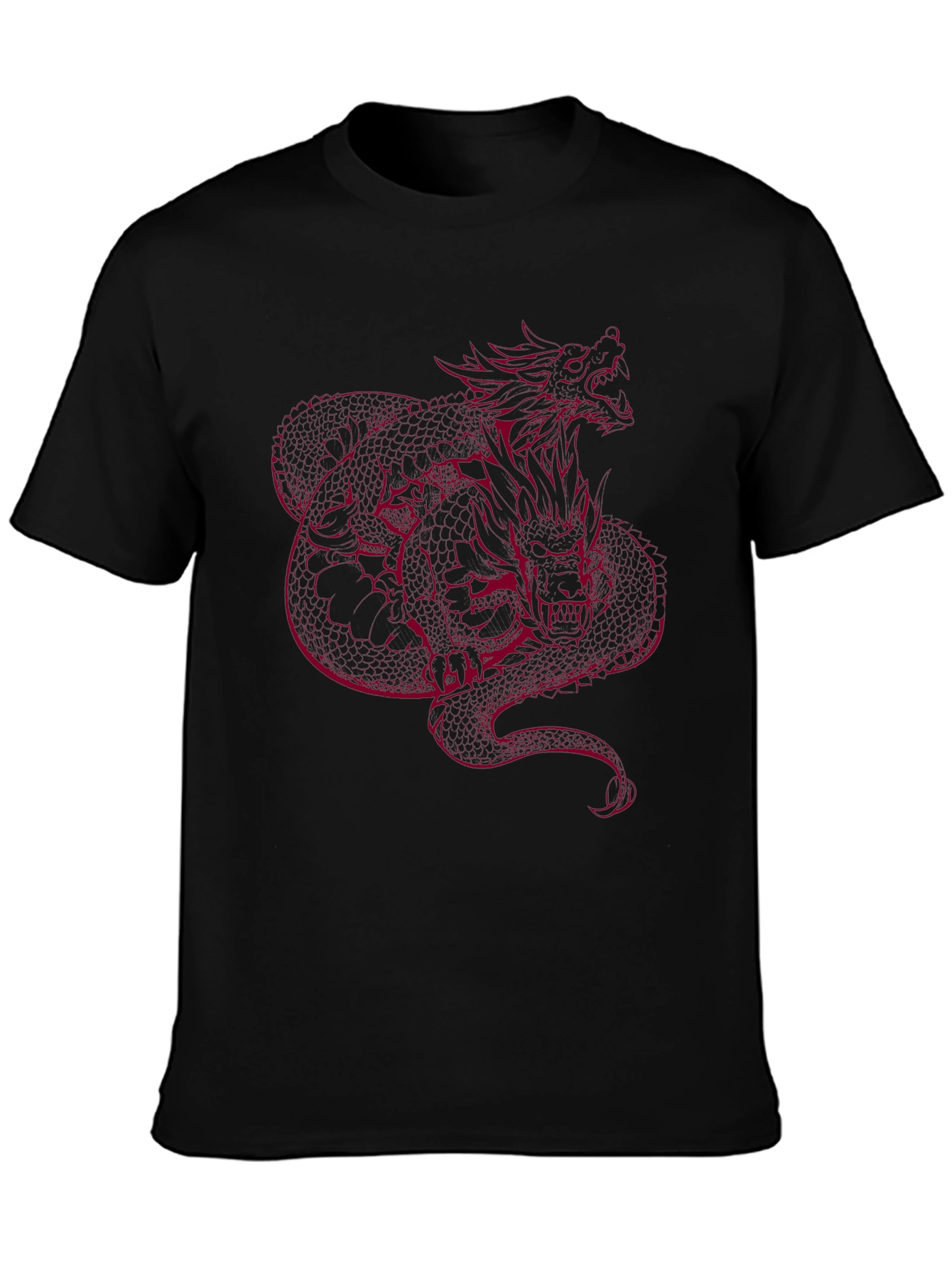 Black Dragon Graphic Tee - Red Print on Black view 3