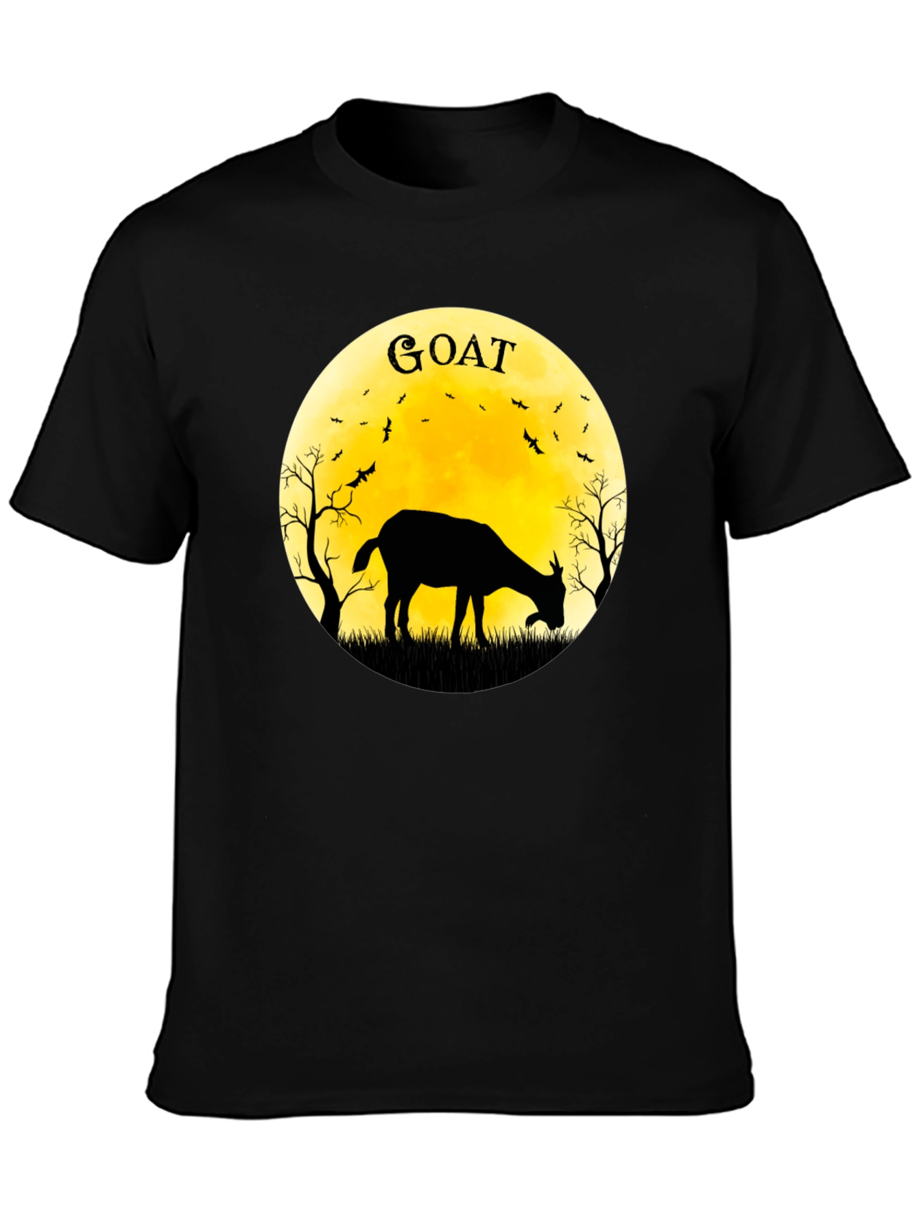 Black Goat Silhouette T-Shirt - Moonlit Design view 3