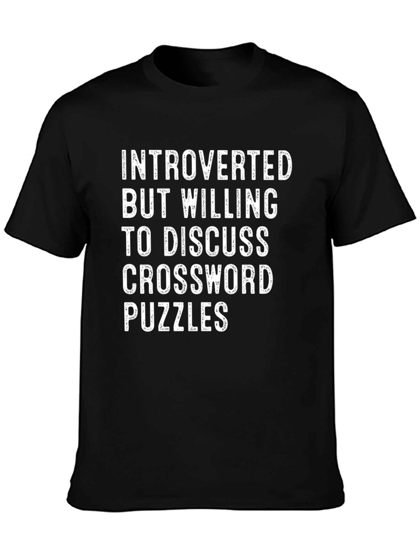 Black Introverted Crossword Puzzles T-Shirt view 3