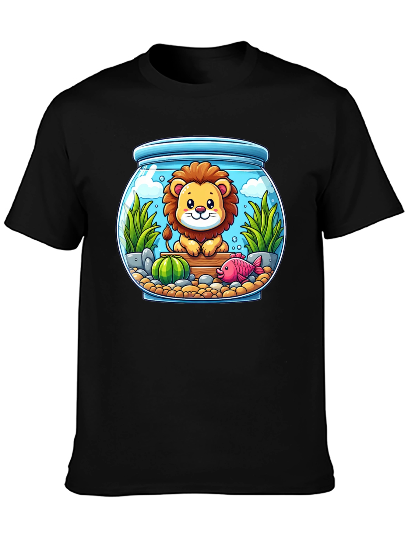 Black Lion in Fishbowl Graphic Tee view 3