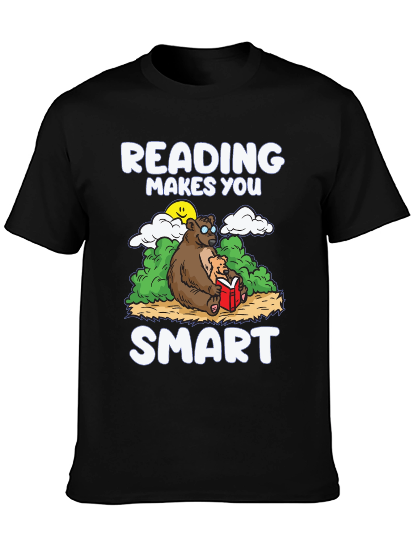 Black Reading Makes You Smart T-Shirt - Bear Design view 3