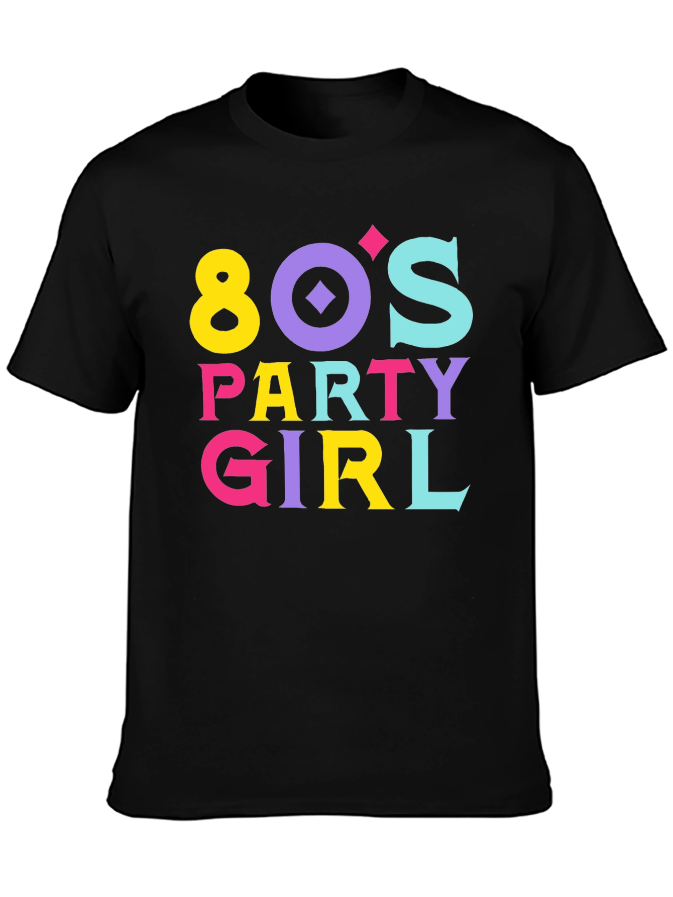 Black 80's Party Girl Graphic Tee view 3