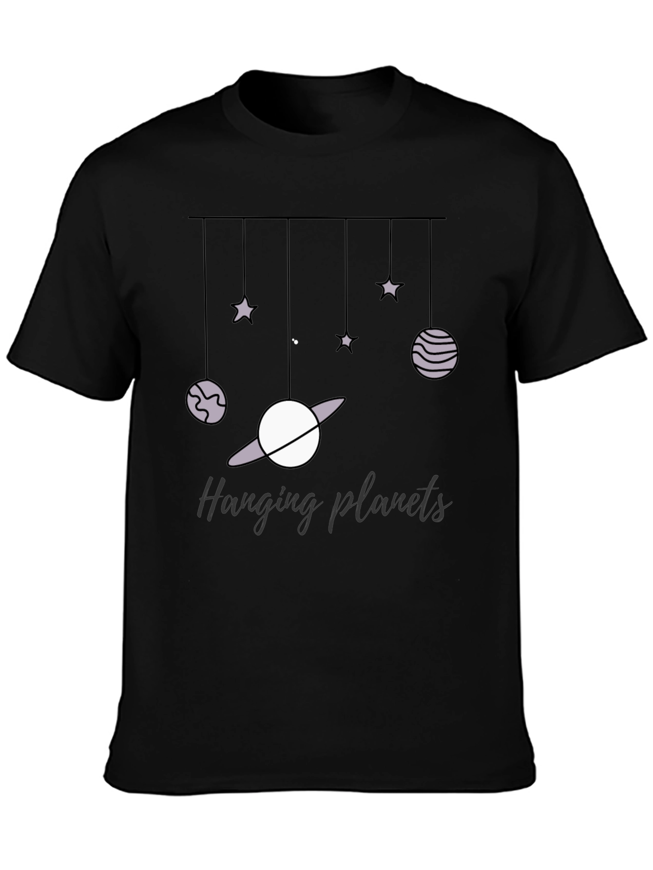 Black Hanging Planets Graphic Tee - Stylish Comfort view 3