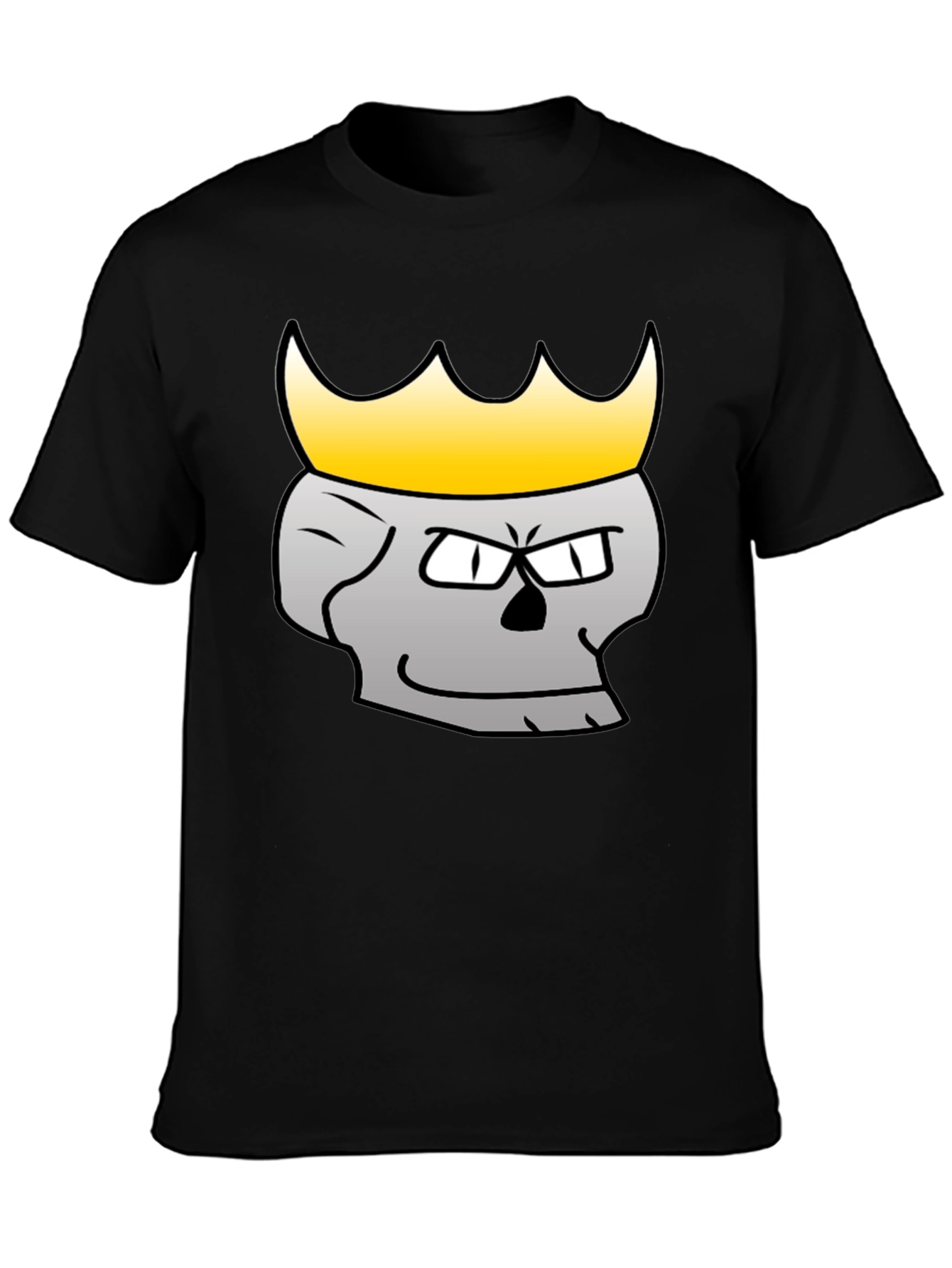 Black King Skull Graphic T-Shirt - Black Cotton Tee view 3