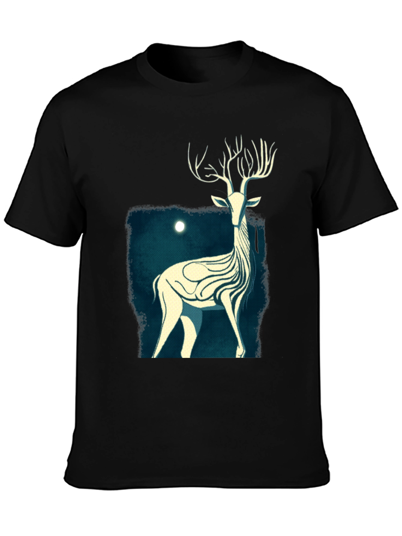 Black Mystic Stag Graphic Tee - Black Cotton T-Shirt view 3