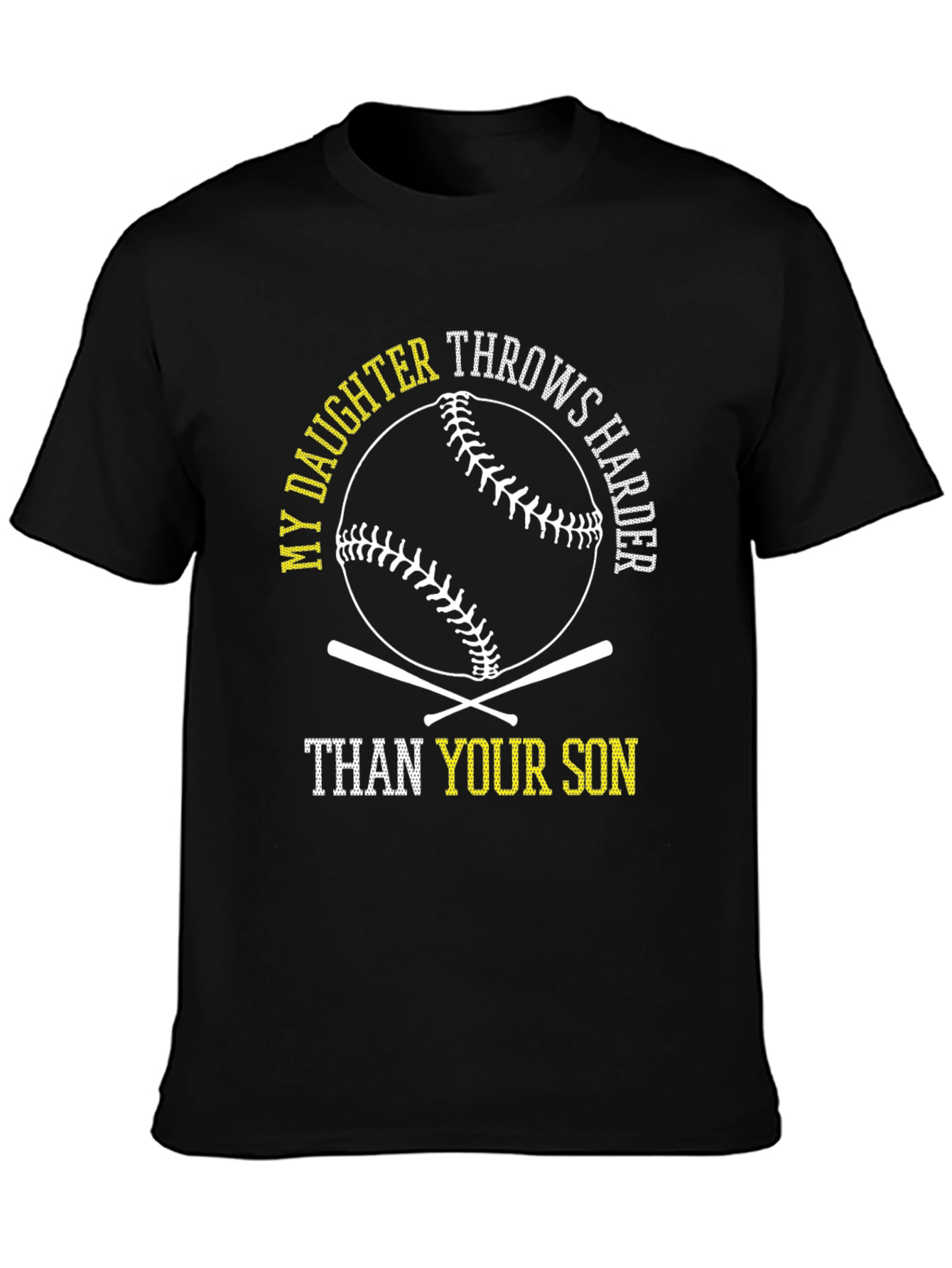 Black My Daughter Throws Harder Baseball T-Shirt view 3