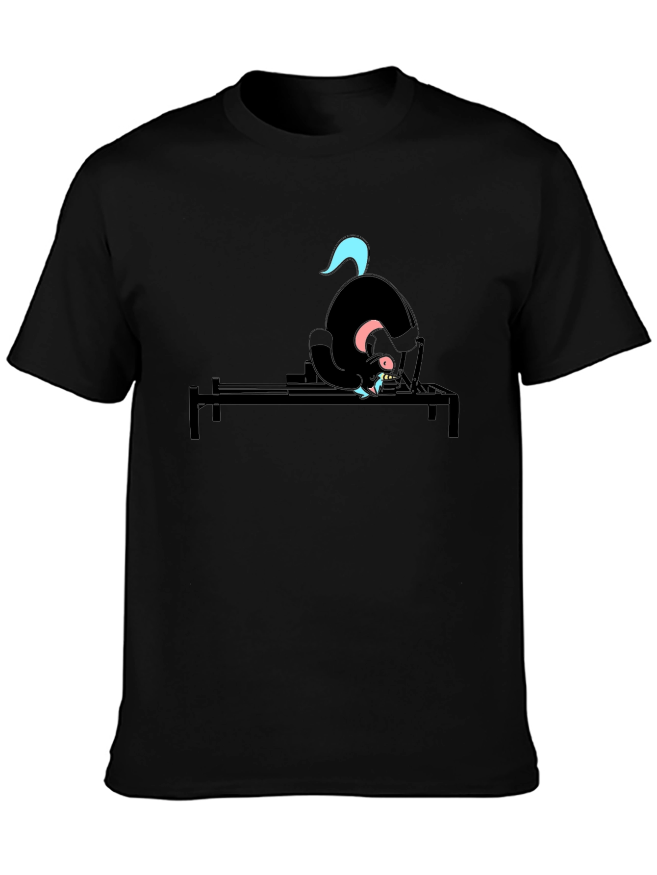 Black Black Cat Pilates T-Shirt - Funny Yoga Workout Tee view 3