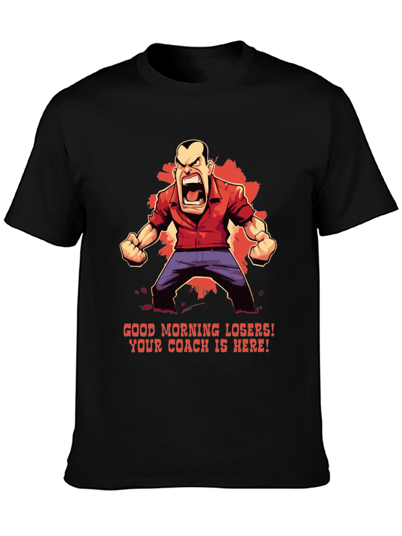 Black Good Morning Losers Coach T-Shirt view 3