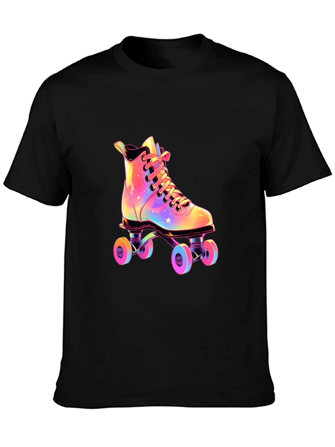 Black Retro Roller Skate T-Shirt view 3