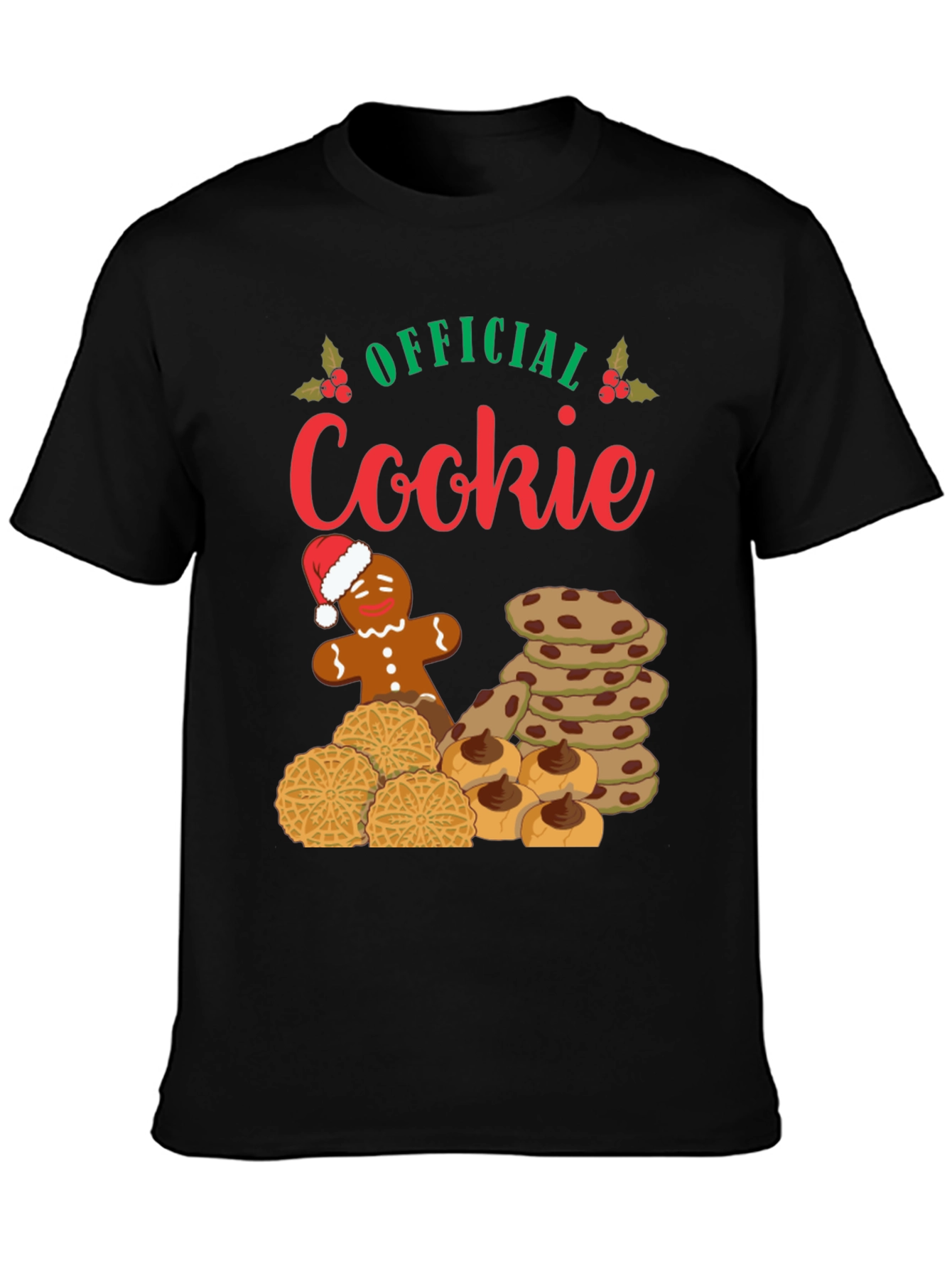 Black Official Cookie Christmas T-Shirt view 3