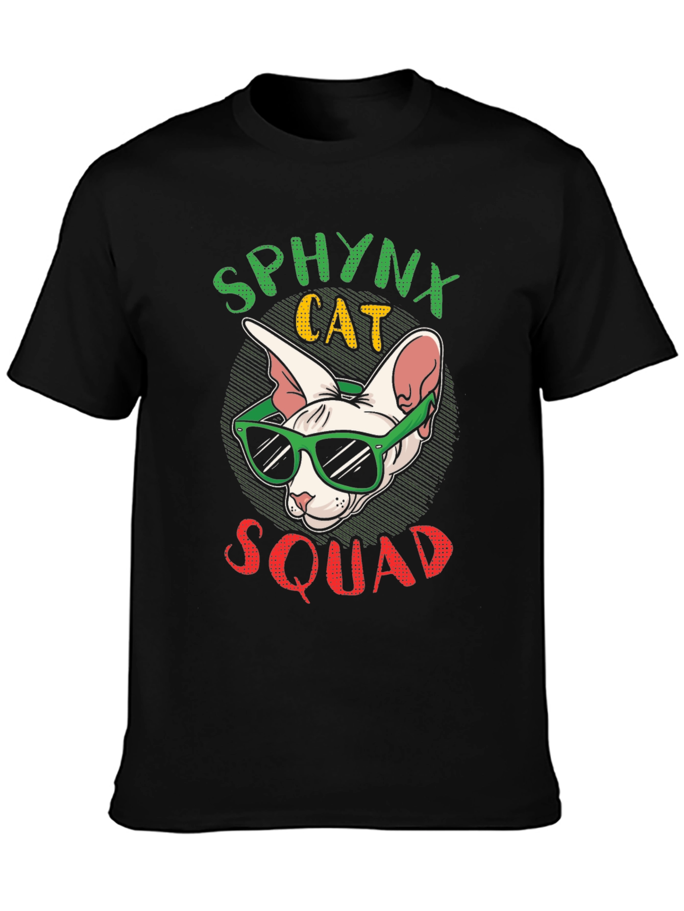 Black Sphynx Cat Squad T-Shirt view 3