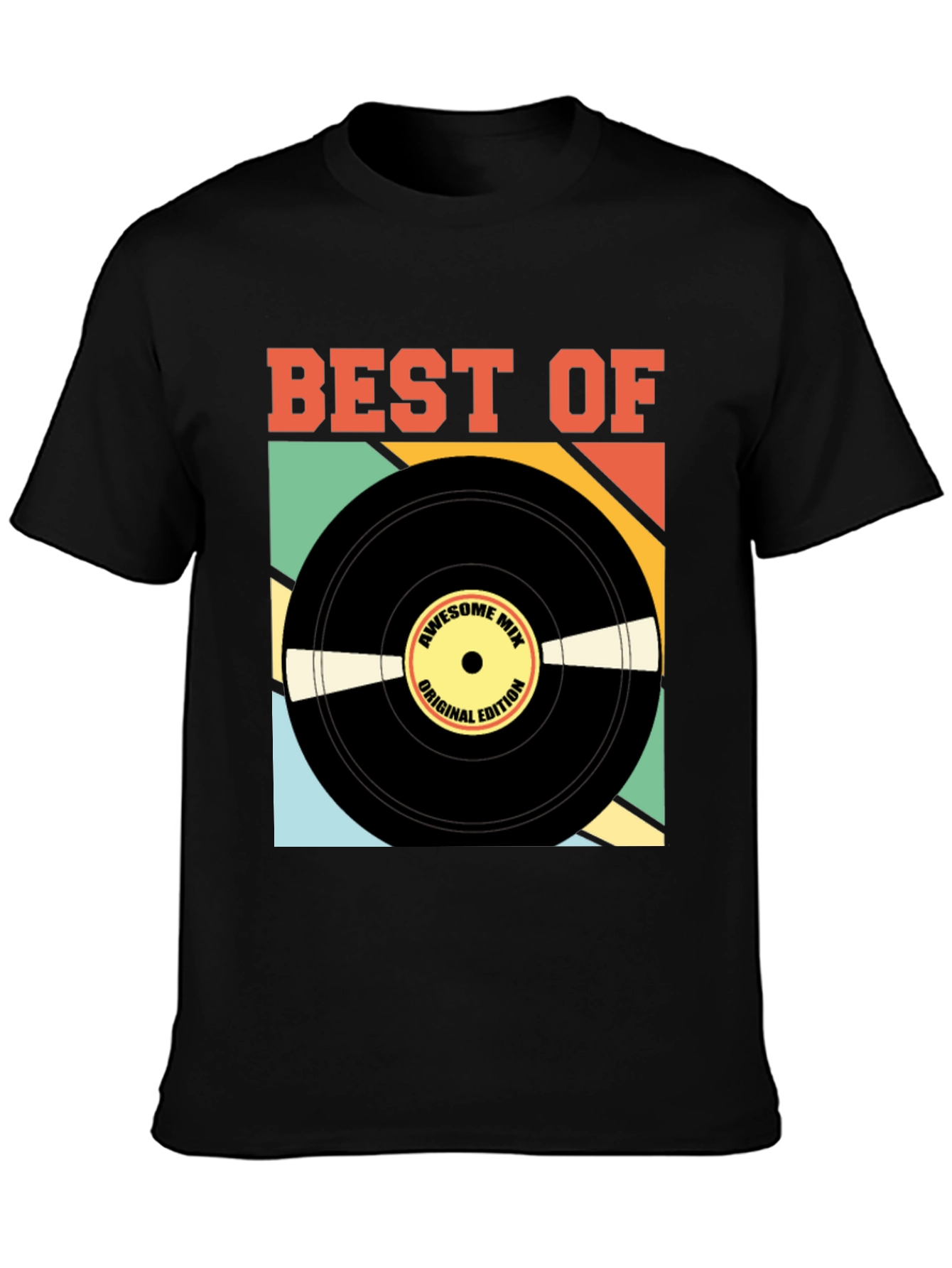 Black Best Of Vinyl Record Graphic Tee - Retro Music Lover view 3