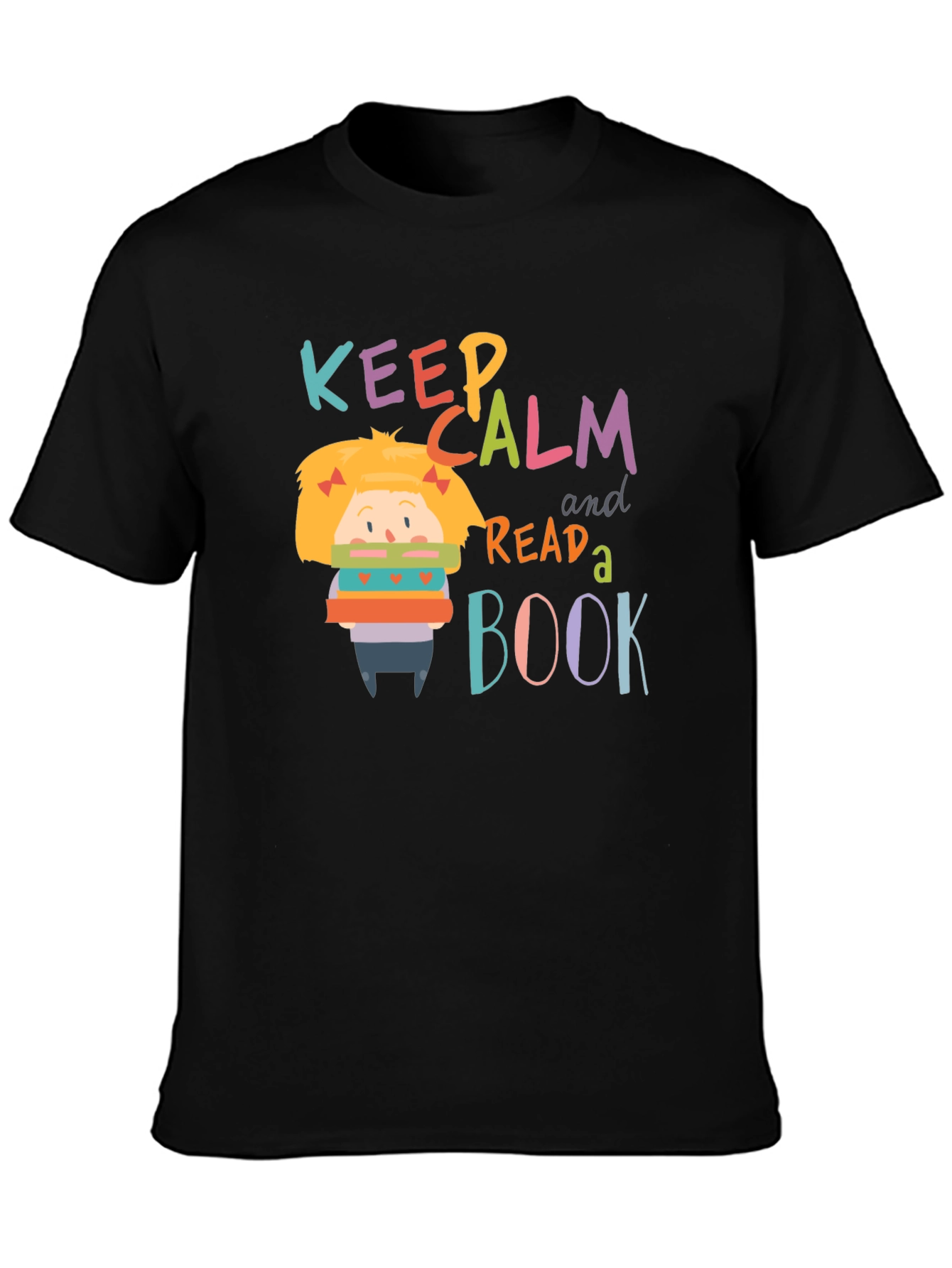 Black Keep Calm and Read a Book Graphic Tee view 3