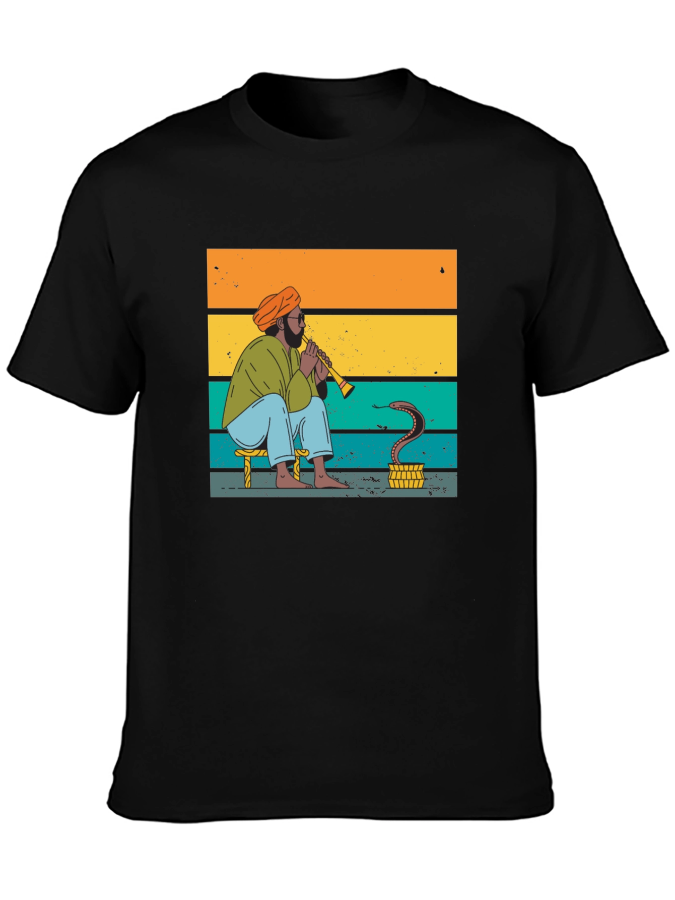 Black Snake Charmer Tee - Retro Style Graphic T-Shirt view 3