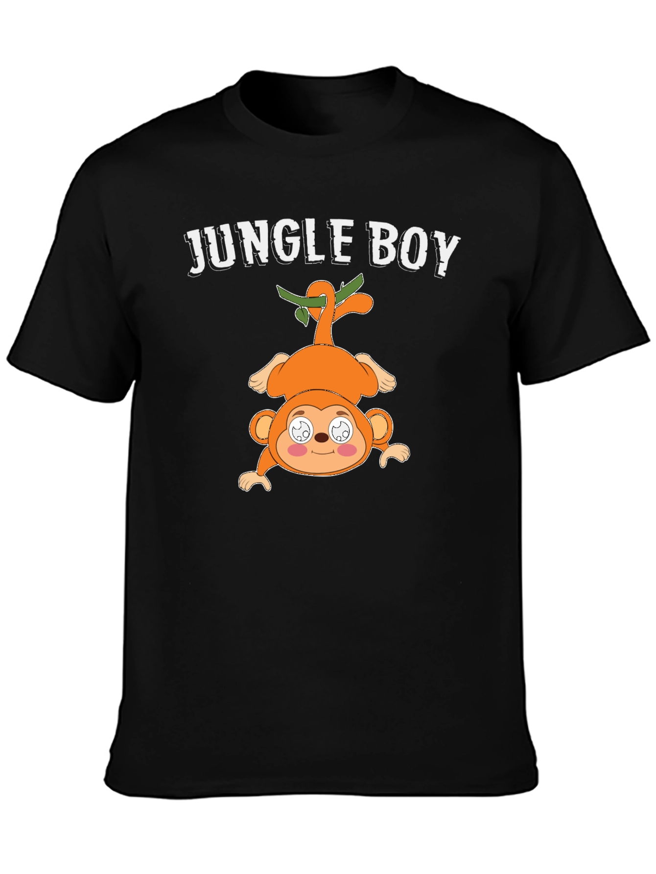 Black Jungle Boy Cartoon Monkey Graphic Tee view 3