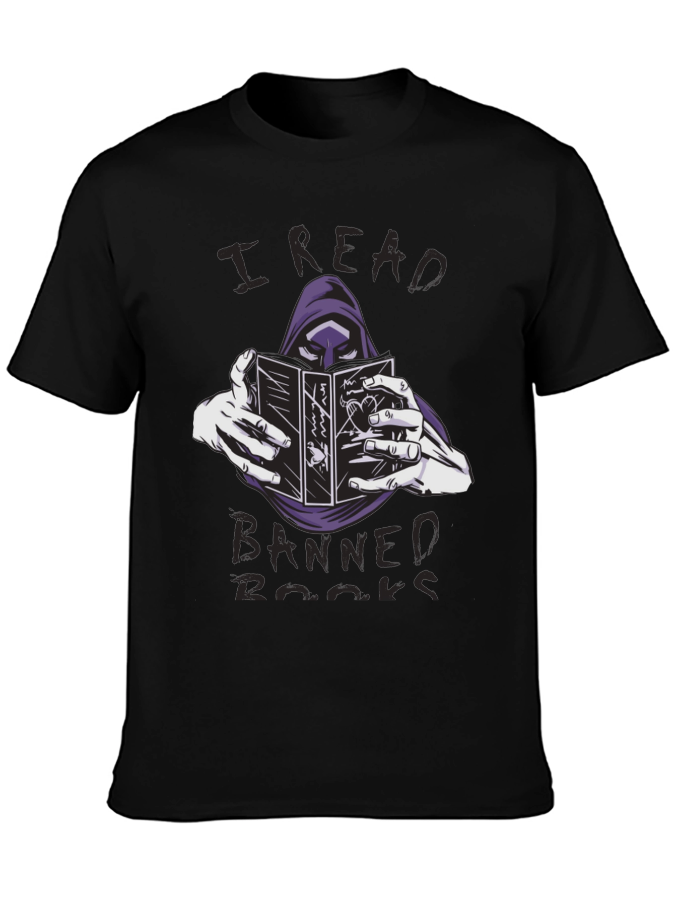 Black I Read Banned Books T-Shirt Grim Reaper Reader Tee view 3