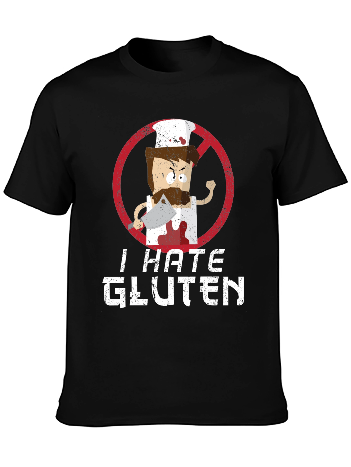 Black I Hate Gluten T-Shirt - Chef Graphic Tee view 3
