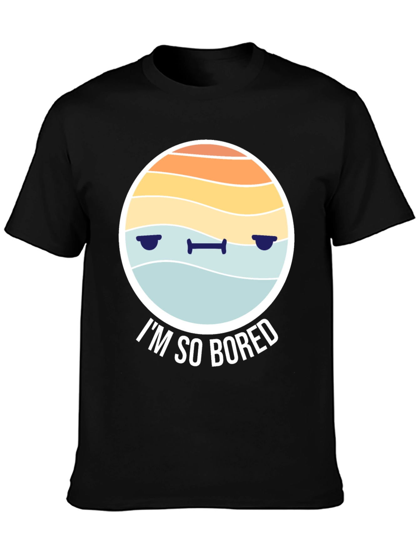 Black Bored Emoji Graphic T-Shirt - Unisex Black Tee view 3