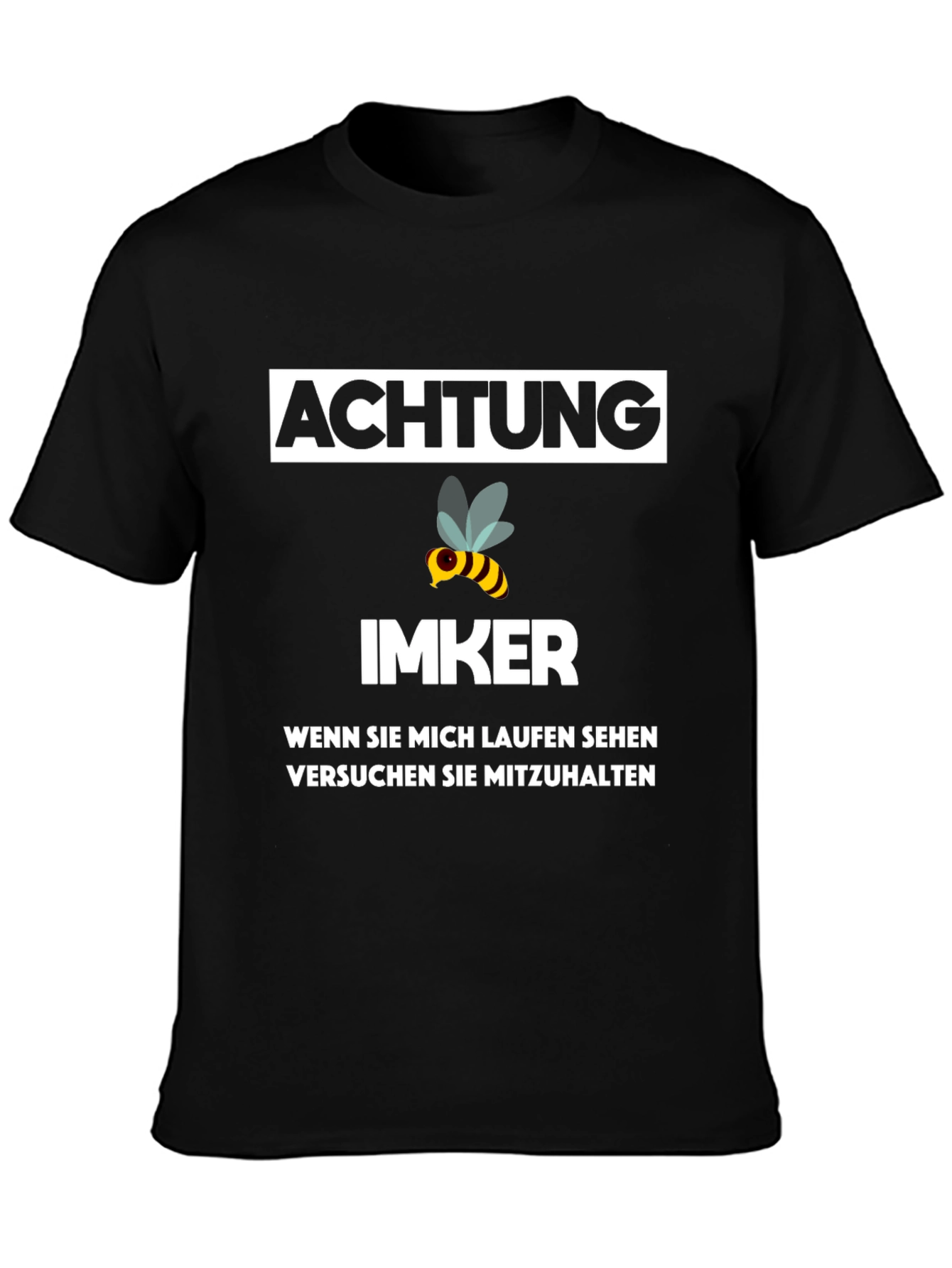 Black Achtung Imker Funny Beekeeper T-Shirt view 3