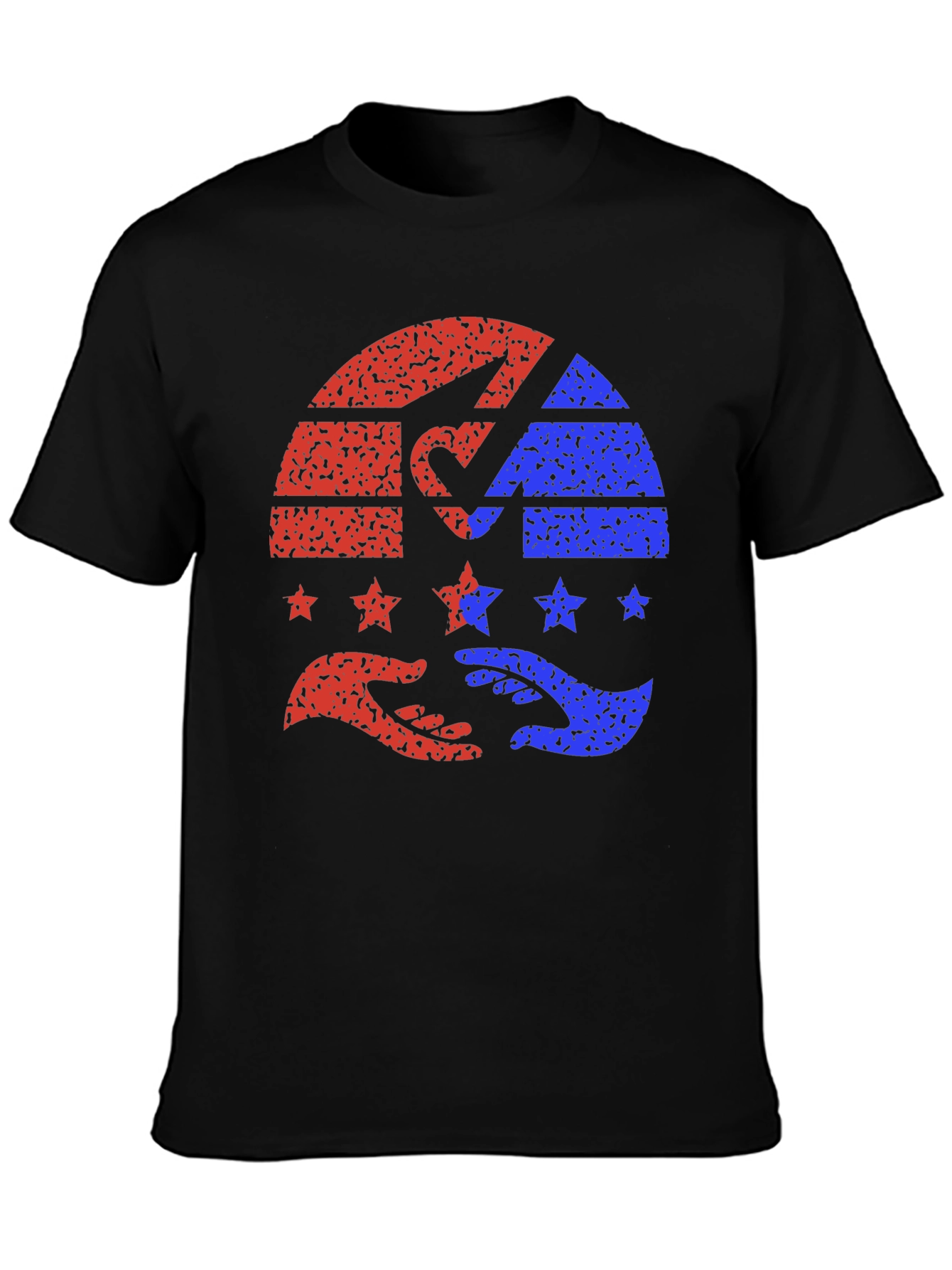 Black Patriotic Hands Helping Stars T-Shirt view 3