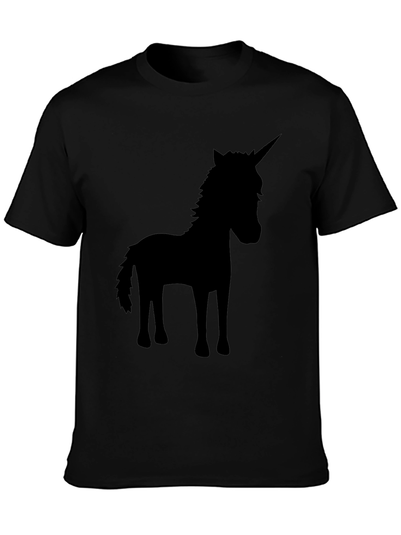 Black Unicorn Silhouette Black T-Shirt view 3