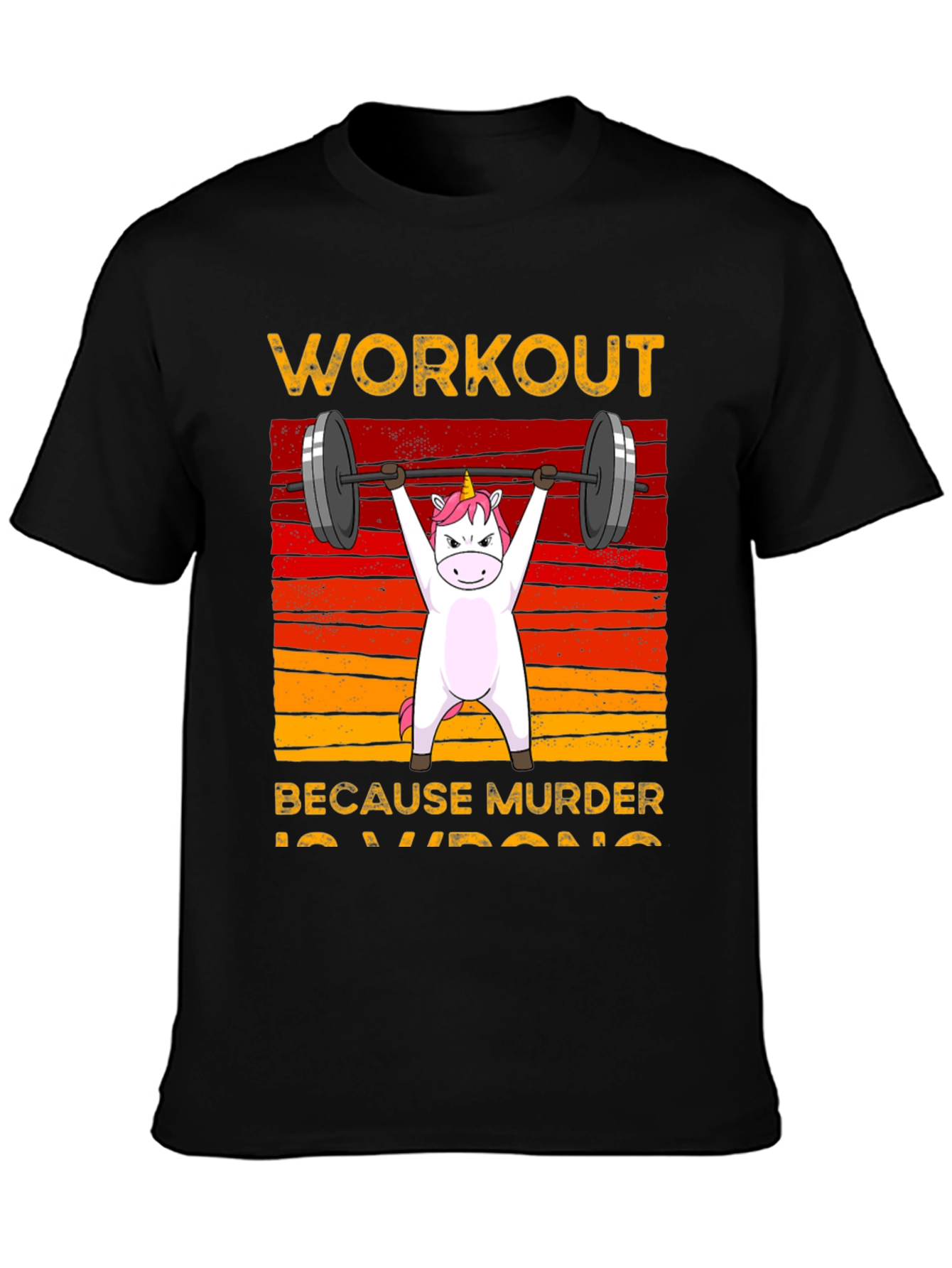 Black Unicorn Workout Black T-Shirt view 3