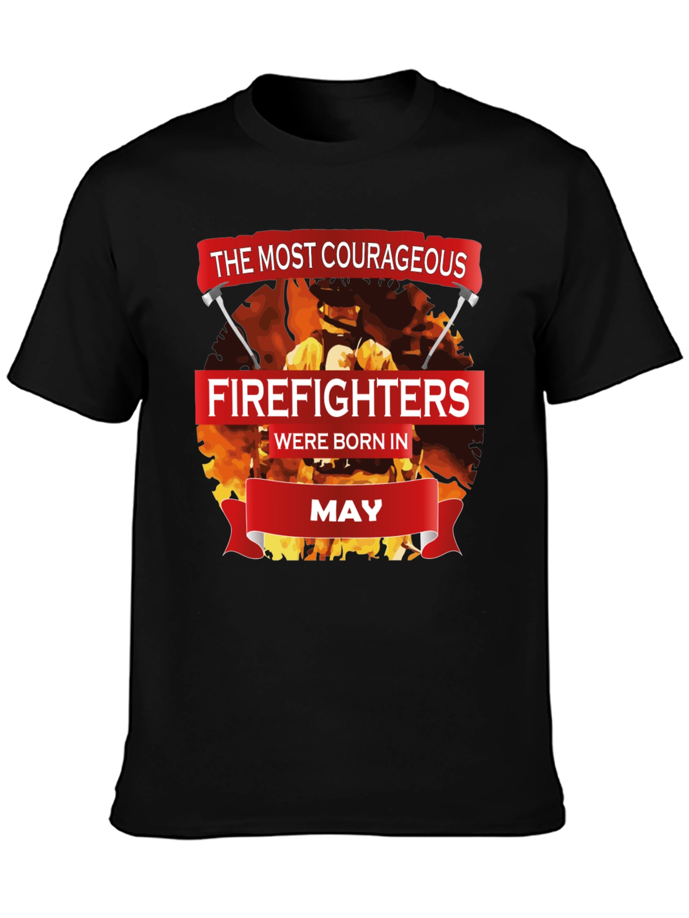 Black Courageous Firefighters Born in May T-Shirt view 3