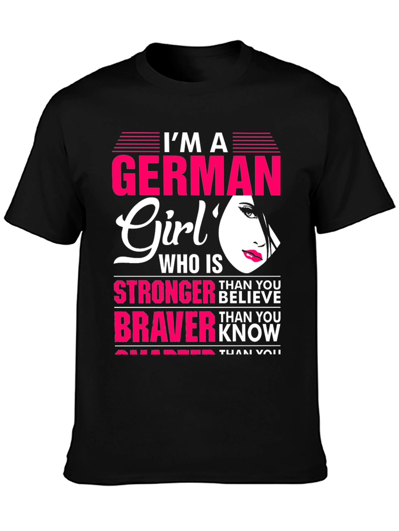 Black German Girl Graphic T-Shirt - Strong, Brave & Smart view 3