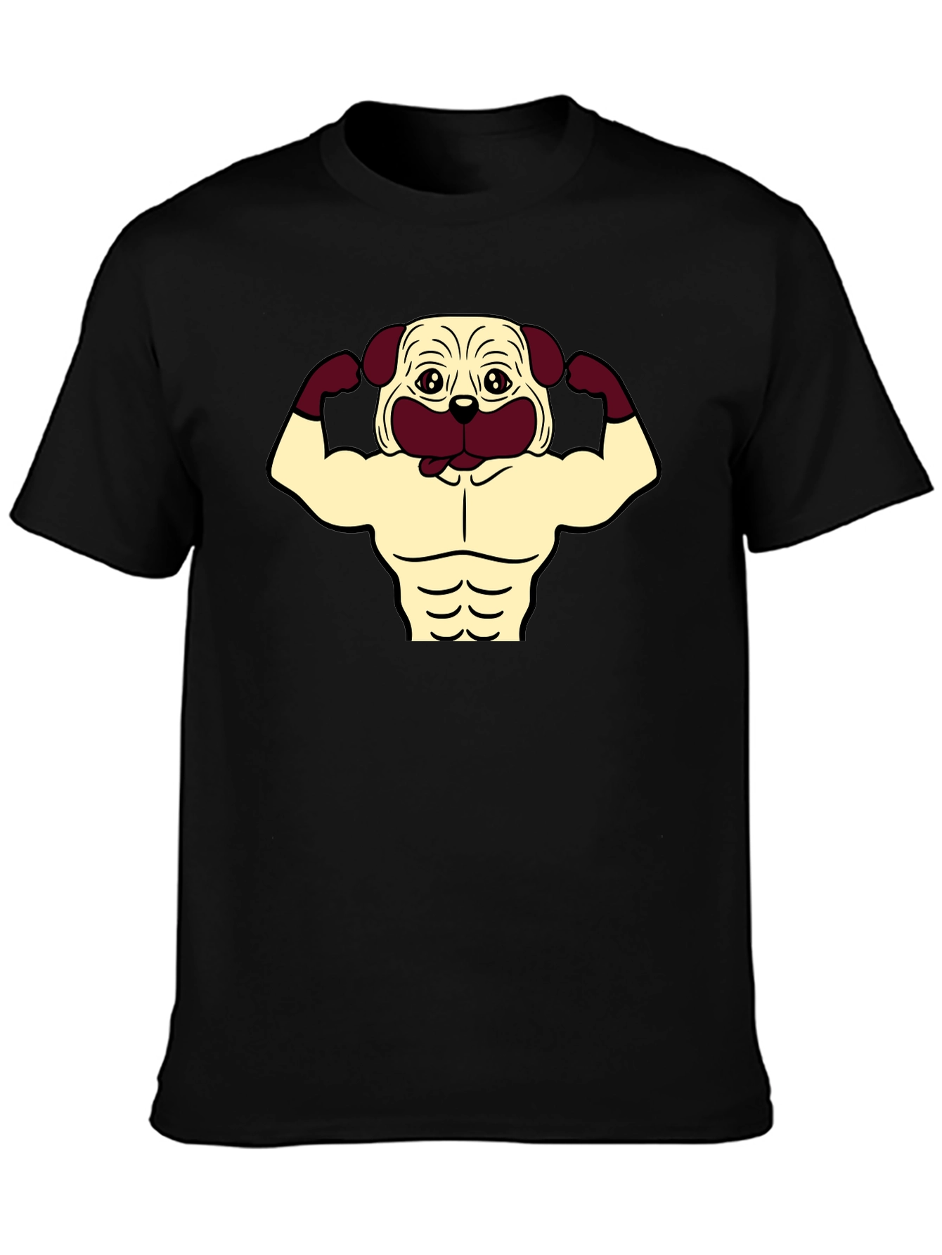Black Pug Muscle T-Shirt - Black Graphic Tee view 3