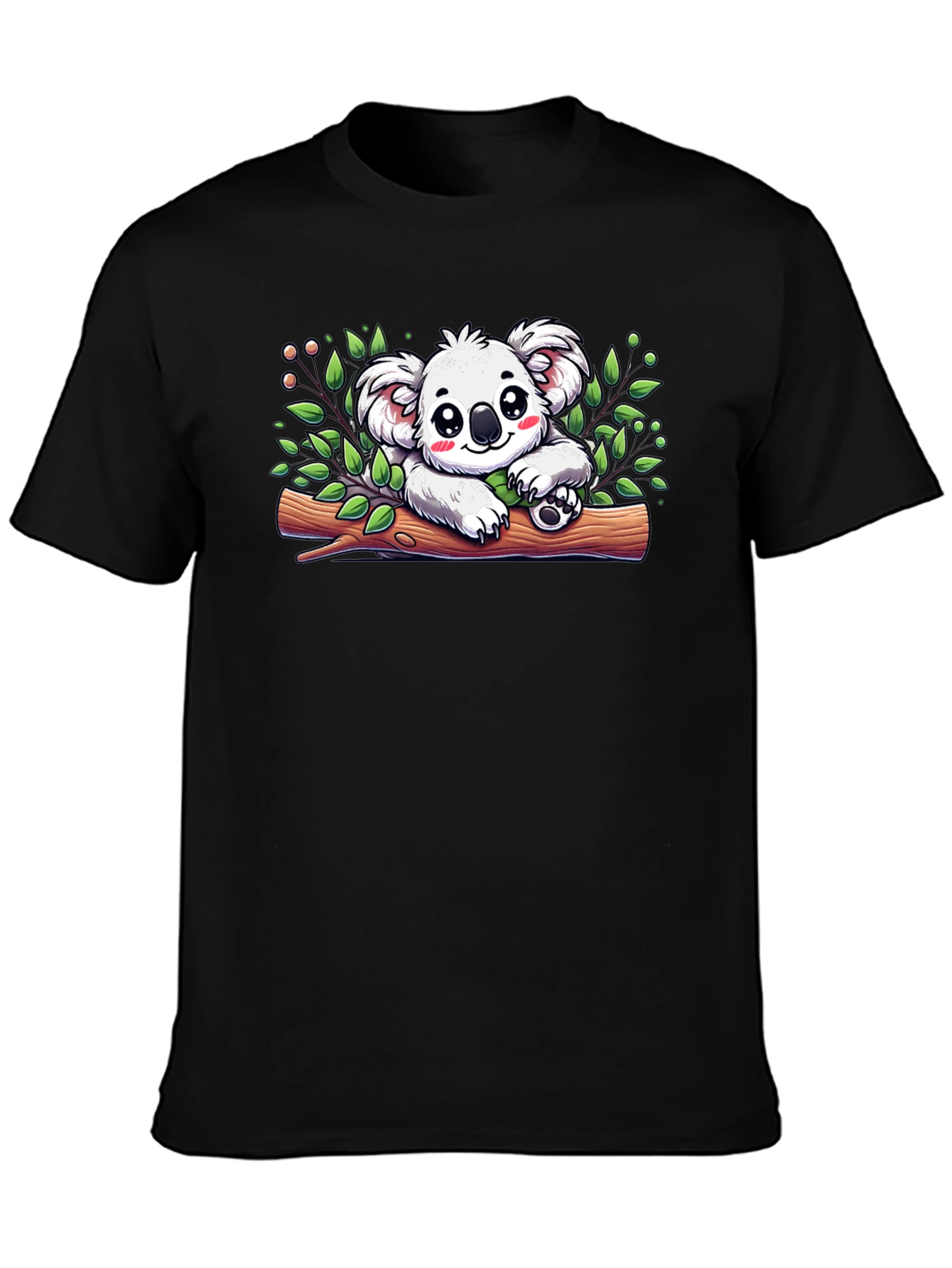 Black Koala Bear Graphic Black T-Shirt view 3