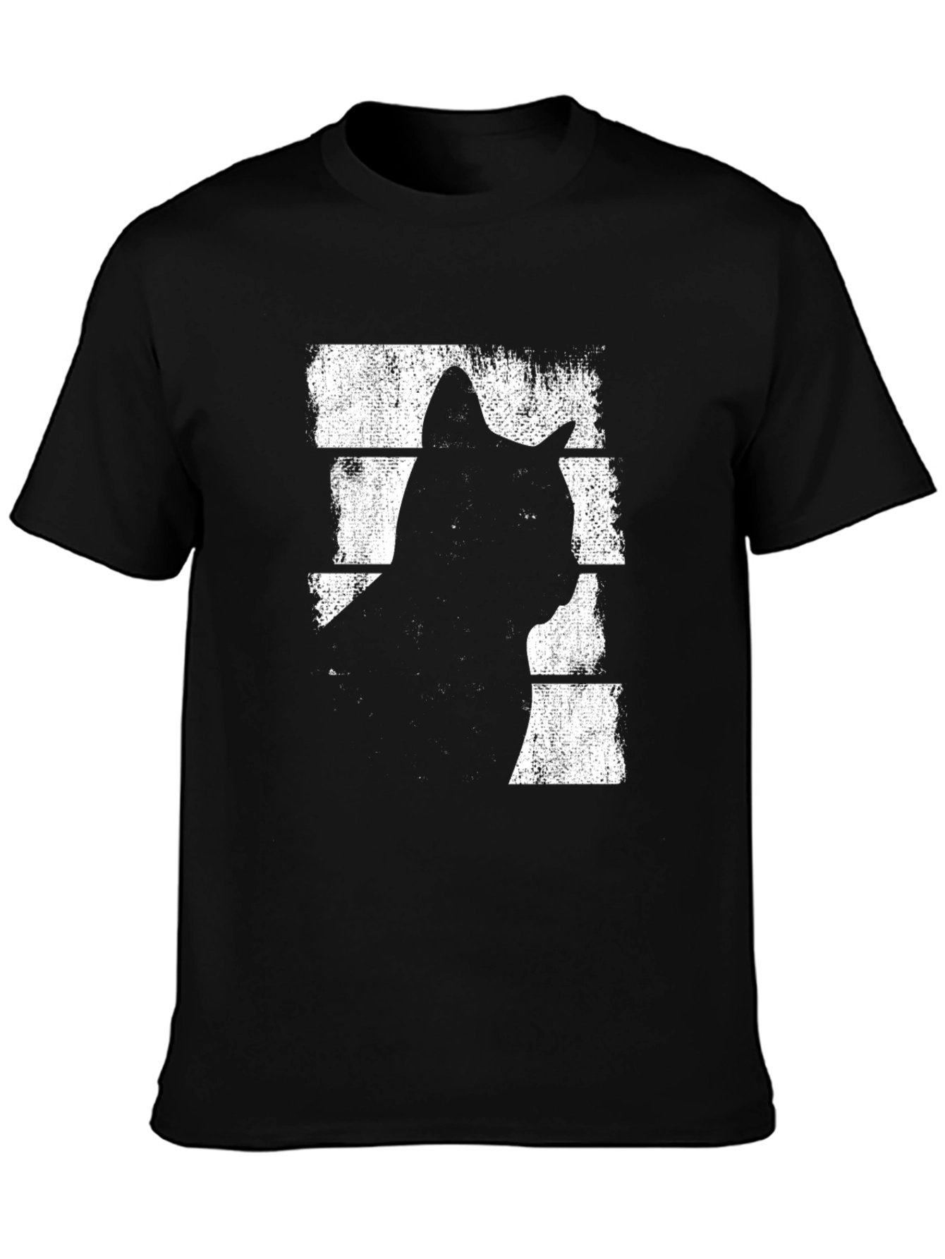 Black Cool Cat Silhouette Graphic Tee - Black view 3