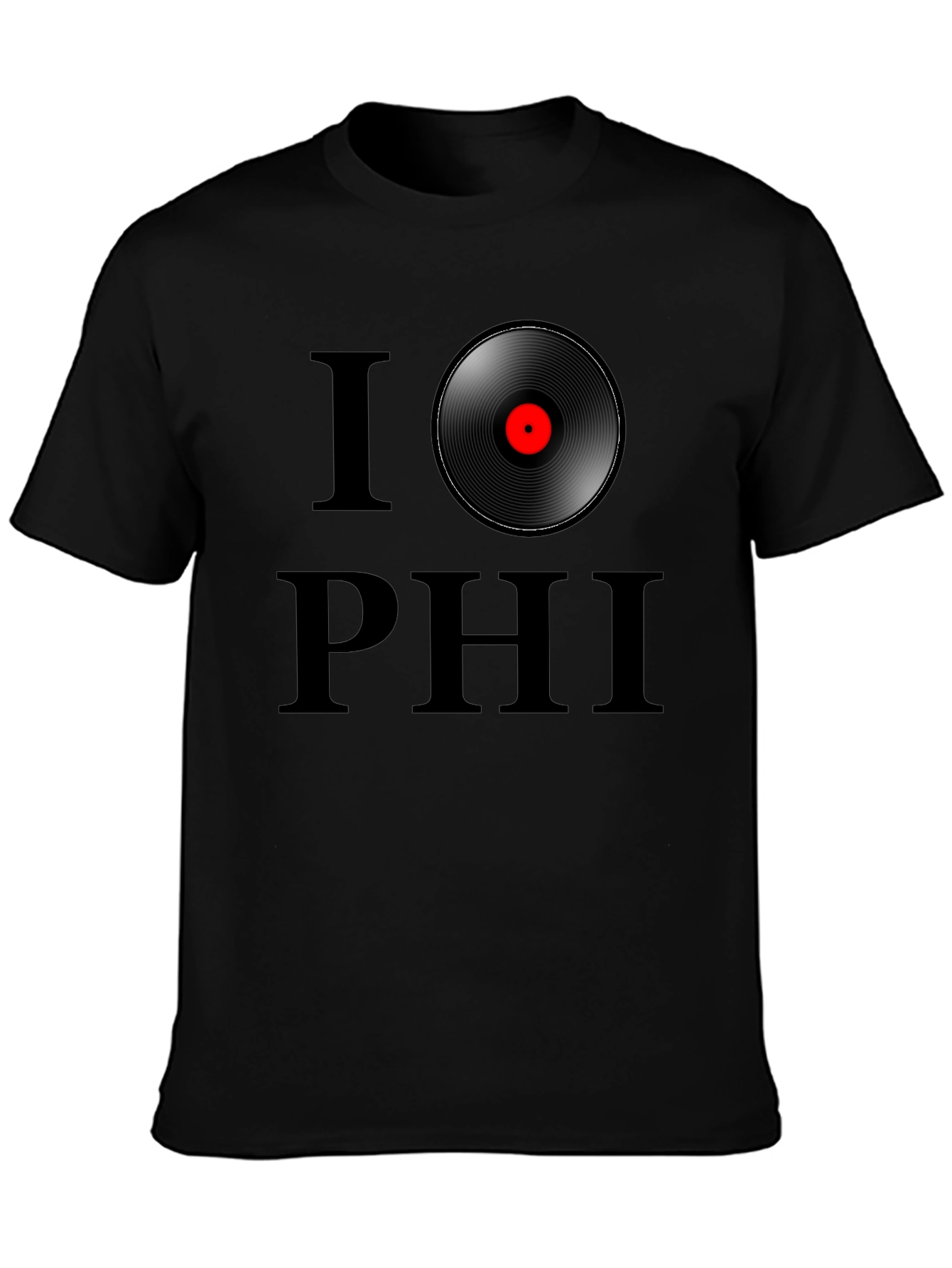 Black I Record Phi T-Shirt - Classic Black Tee view 3