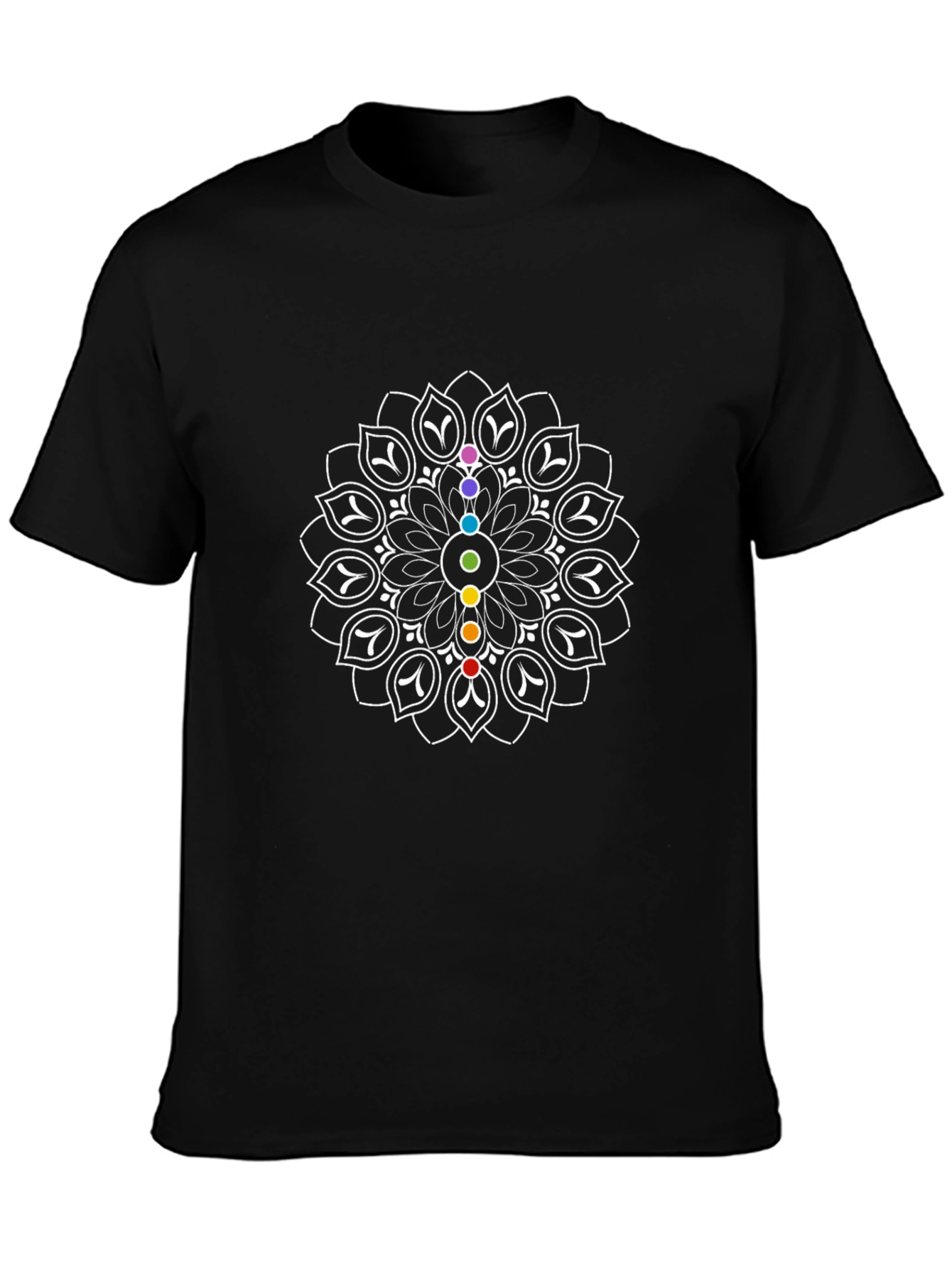 Black Chakra Mandala Graphic Print T-Shirt view 3