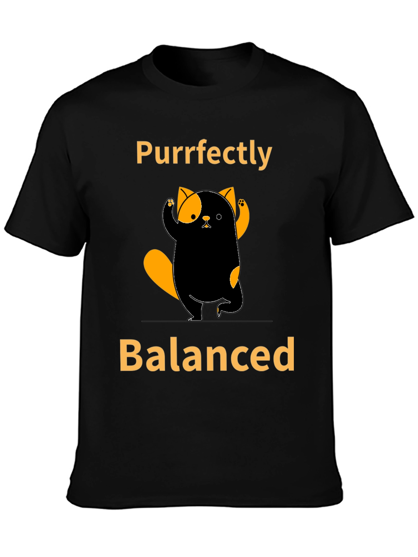 Black Purrfectly Balanced Cat T-Shirt view 3