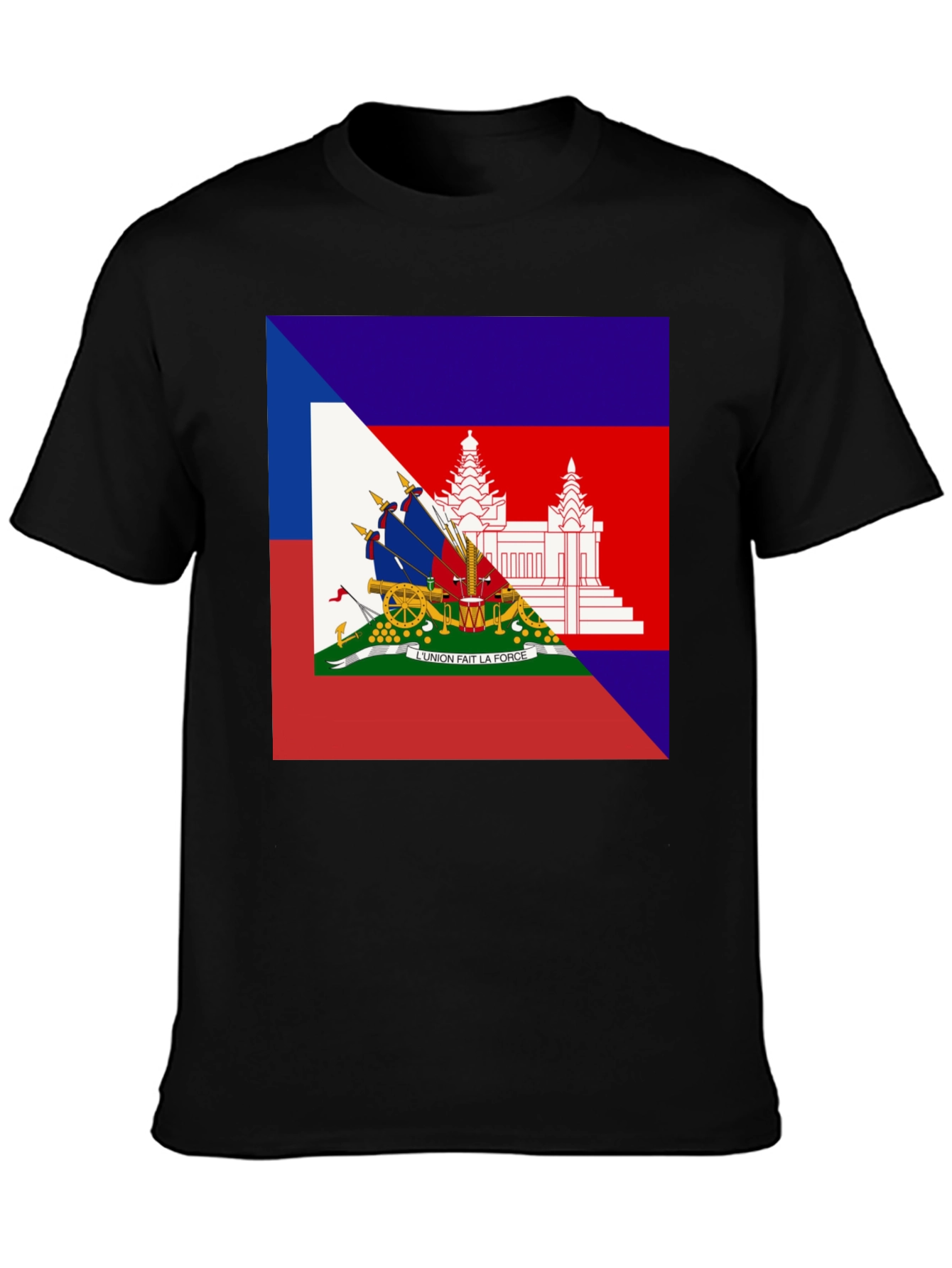 Black Haiti Flag T-Shirt Black Tee view 3
