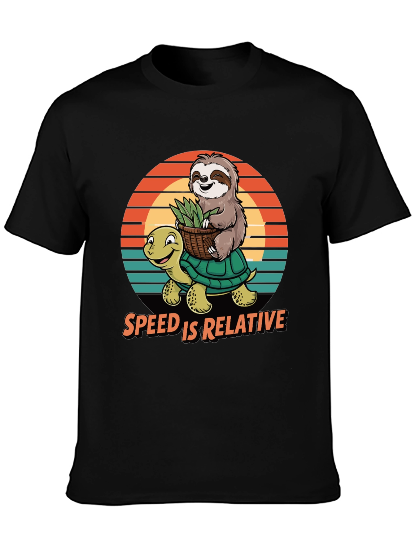 Black Speed is Relative Sloth & Turtle Graphic Tee view 3