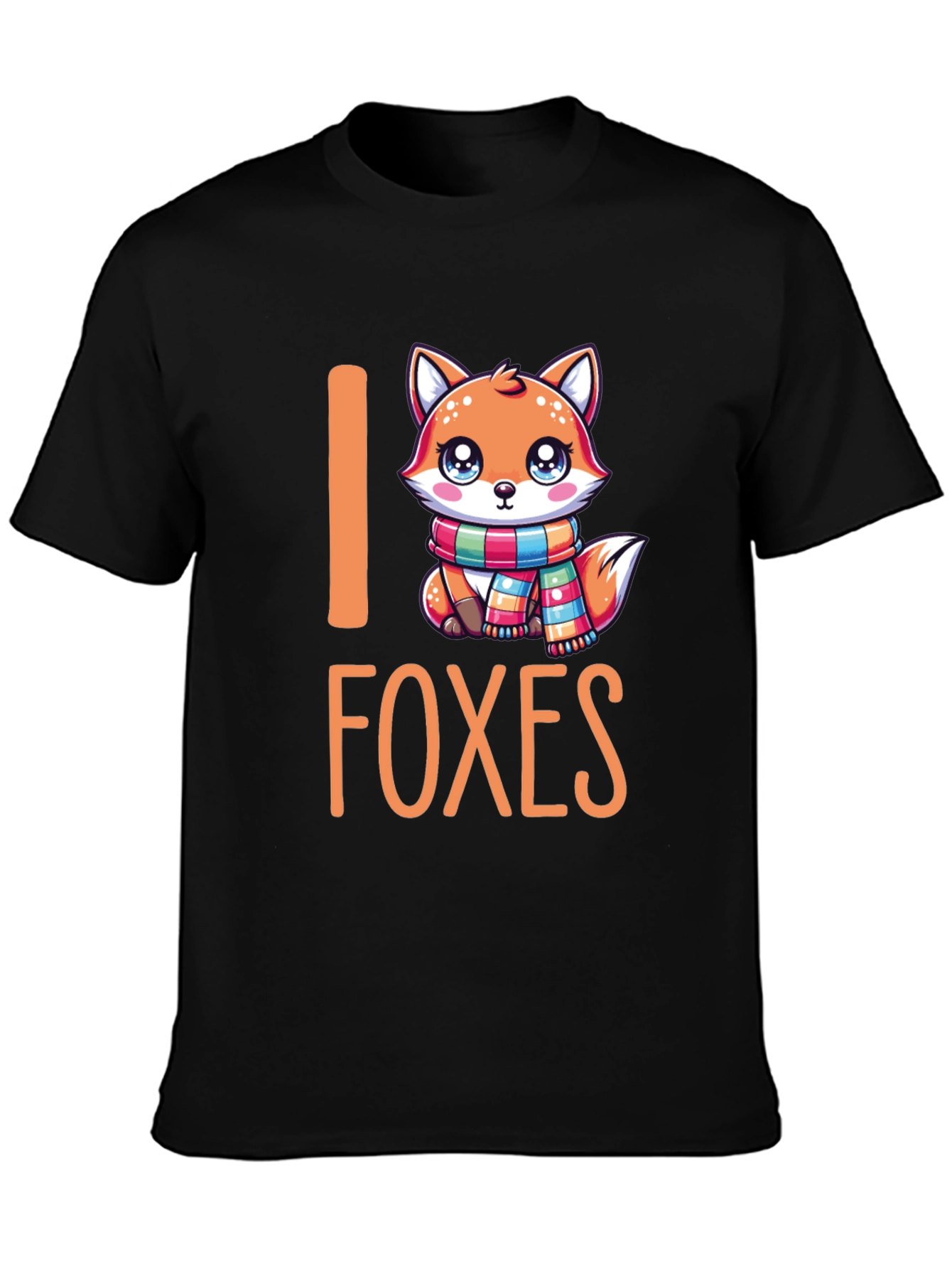 Black I Love Foxes Graphic T-Shirt view 3