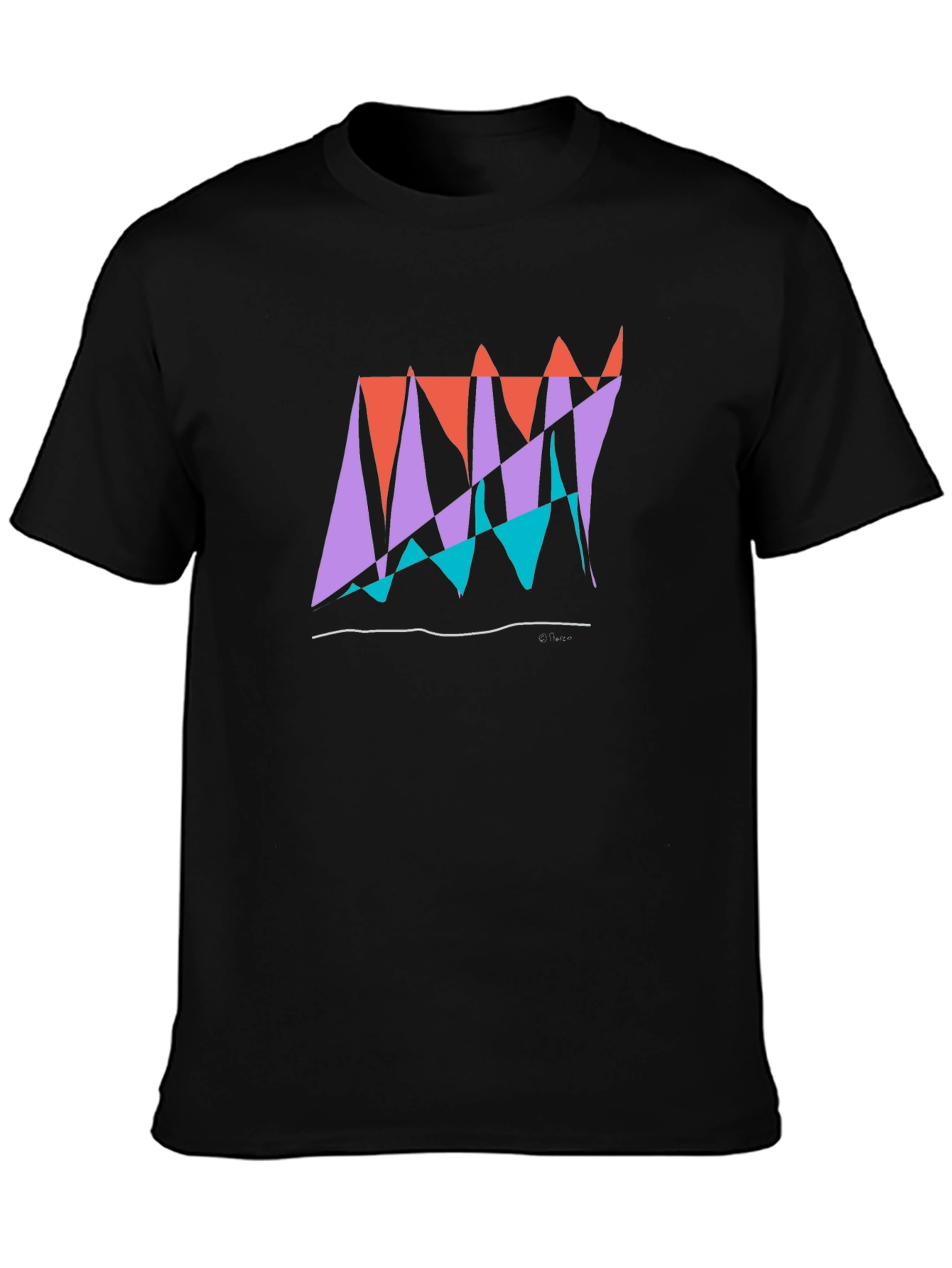 Black Abstract Graphic Tee - Modern Art Inspired Black T-Shirt view 3