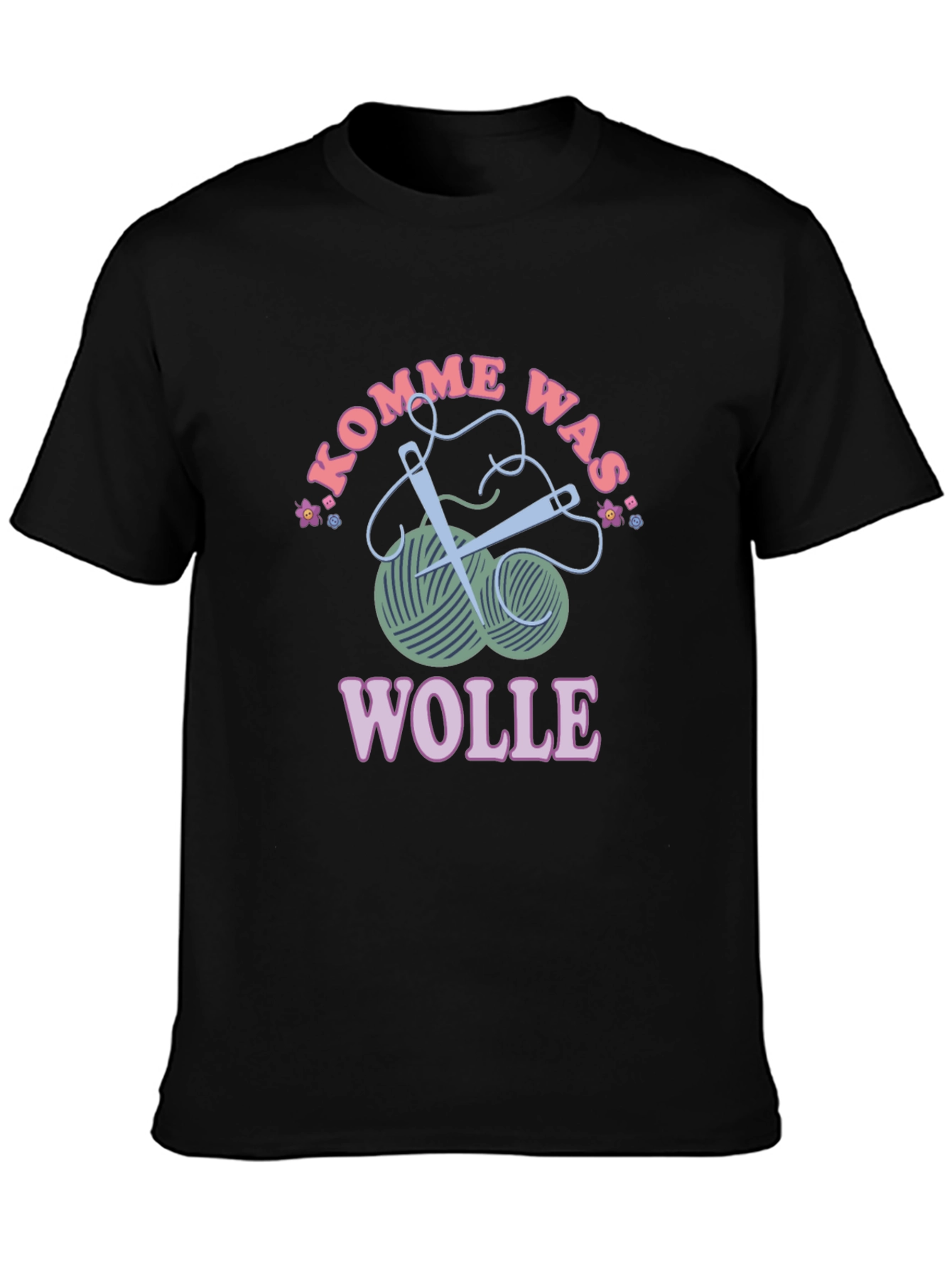 Black Kommen Was Wolle T-Shirt - Knitting Love view 3