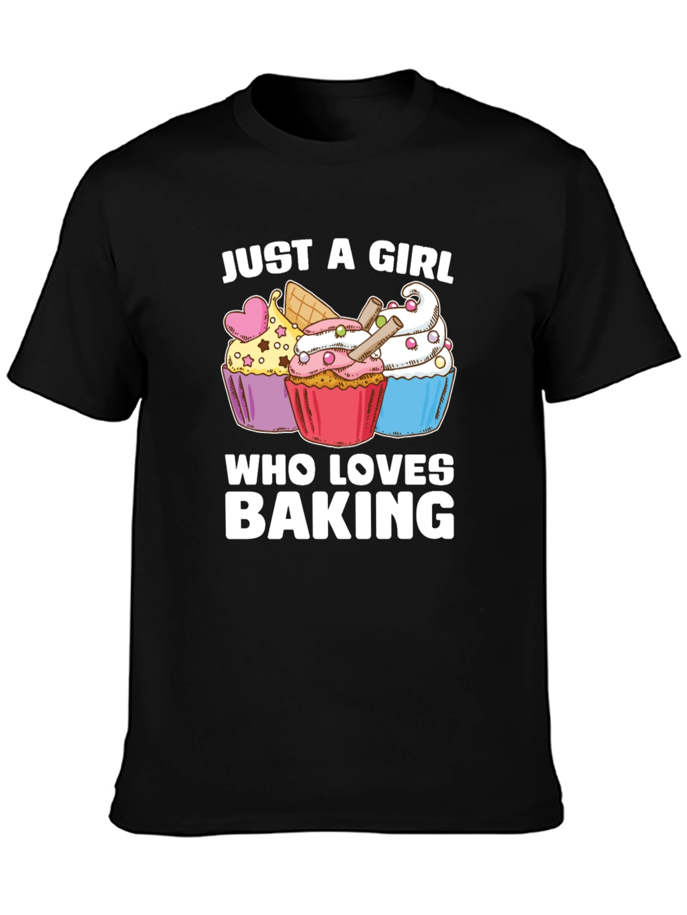 Black Just A Girl Who Loves Baking Cupcake T-Shirt view 3
