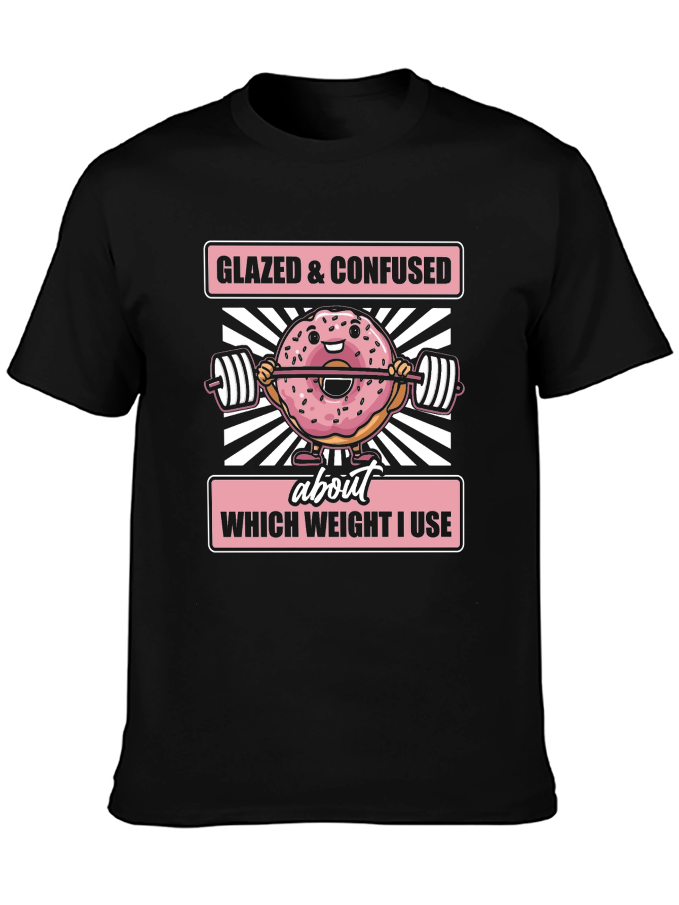 Black Glazed & Confused Donut Weightlifting T-Shirt view 3