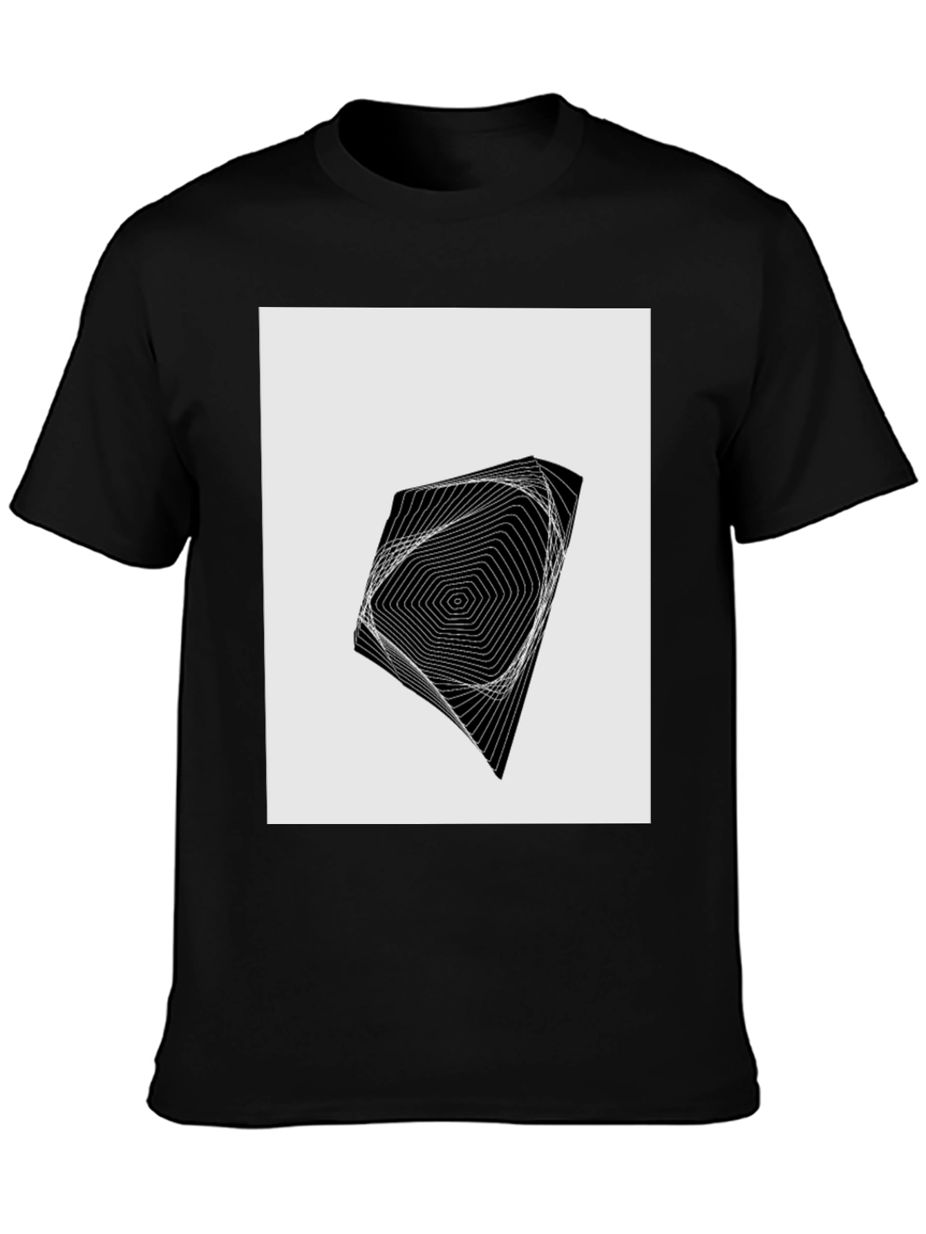 Black Geometric Illusion Graphic Tee view 3