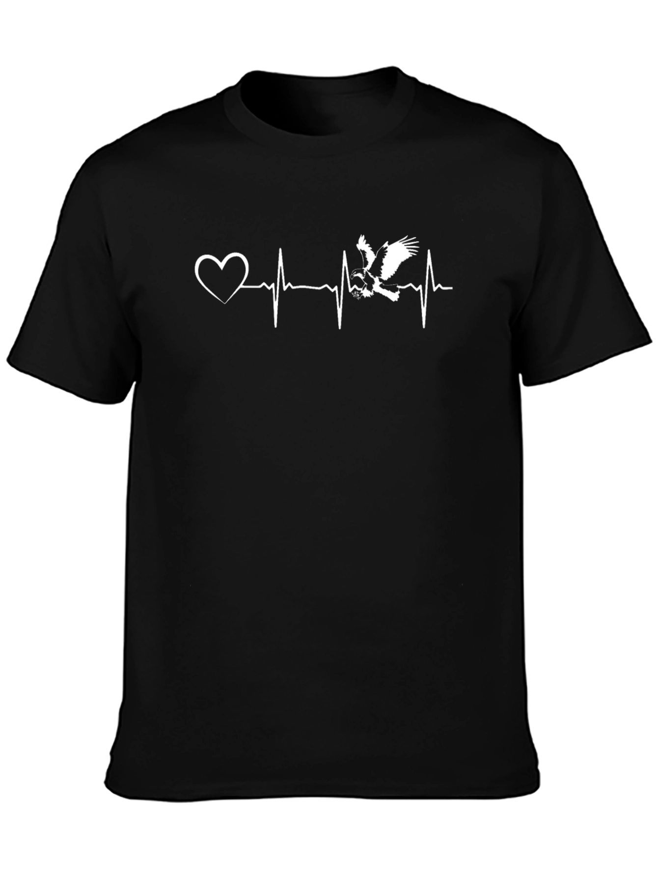 Black Heartbeat Eagle Graphic T-Shirt view 3