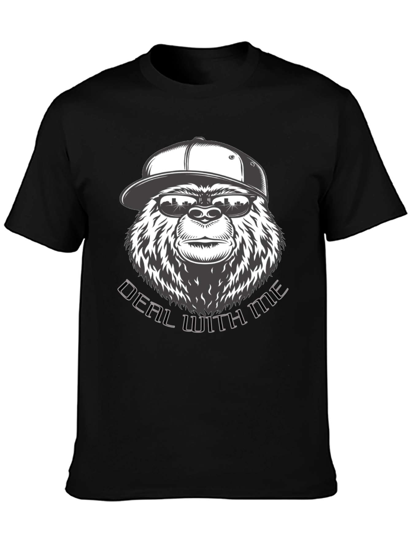 Black Cool Gorilla Deal With Me Black Graphic T-Shirt view 3