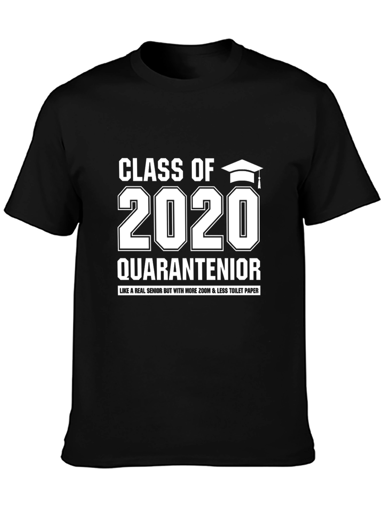 Black Class of 2020 Quarantenior Graduation T-Shirt view 3