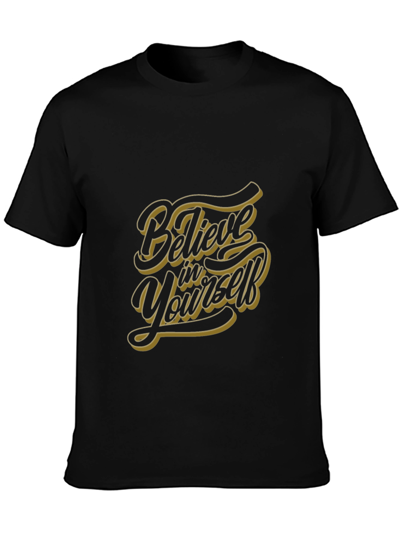 Black Believe in Yourself Graphic Tee - Stylish Black T-Shirt view 3