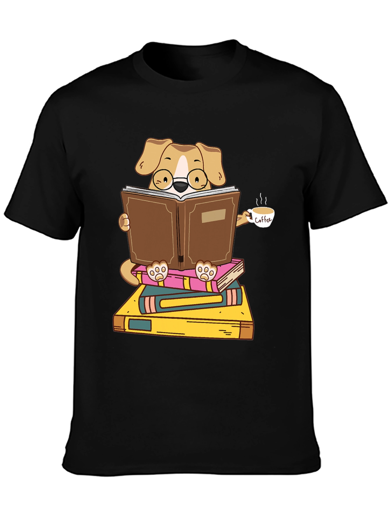 Black Bookworm Dog Graphic T-Shirt view 3