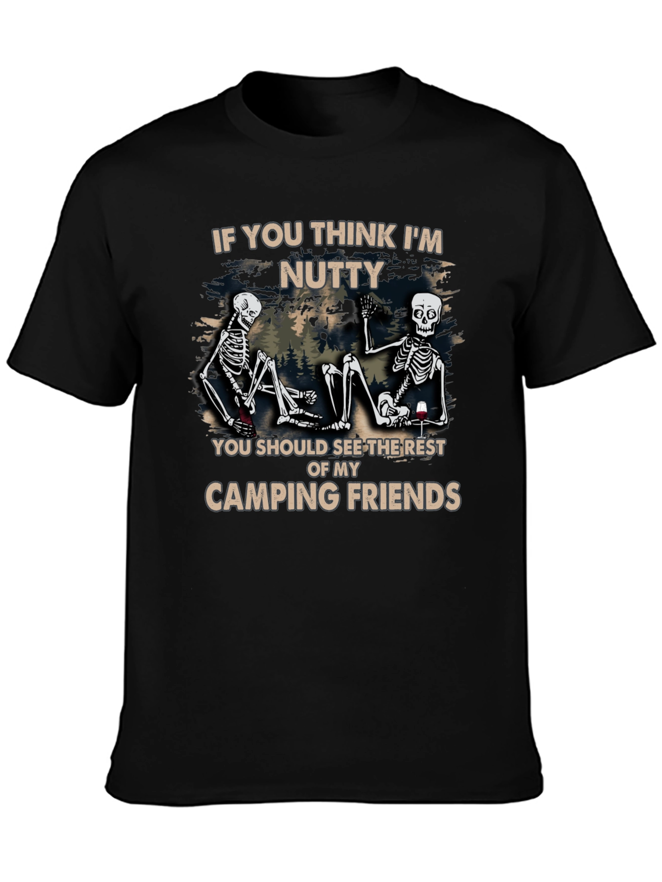Black Camping Friends Graphic T-Shirt view 3